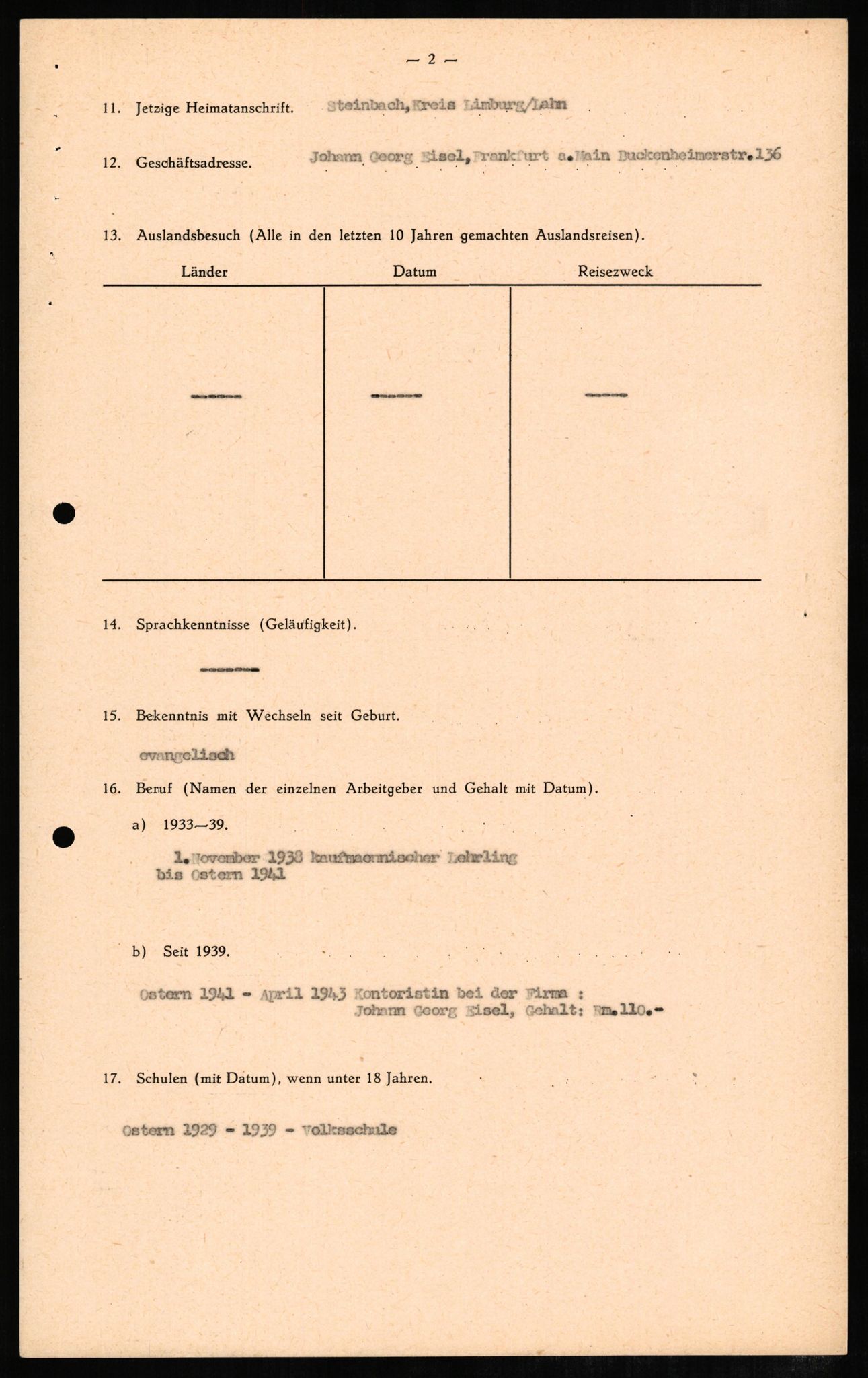 Forsvaret, Forsvarets overkommando II, AV/RA-RAFA-3915/D/Db/L0006: CI Questionaires. Tyske okkupasjonsstyrker i Norge. Tyskere., 1945-1946, p. 159