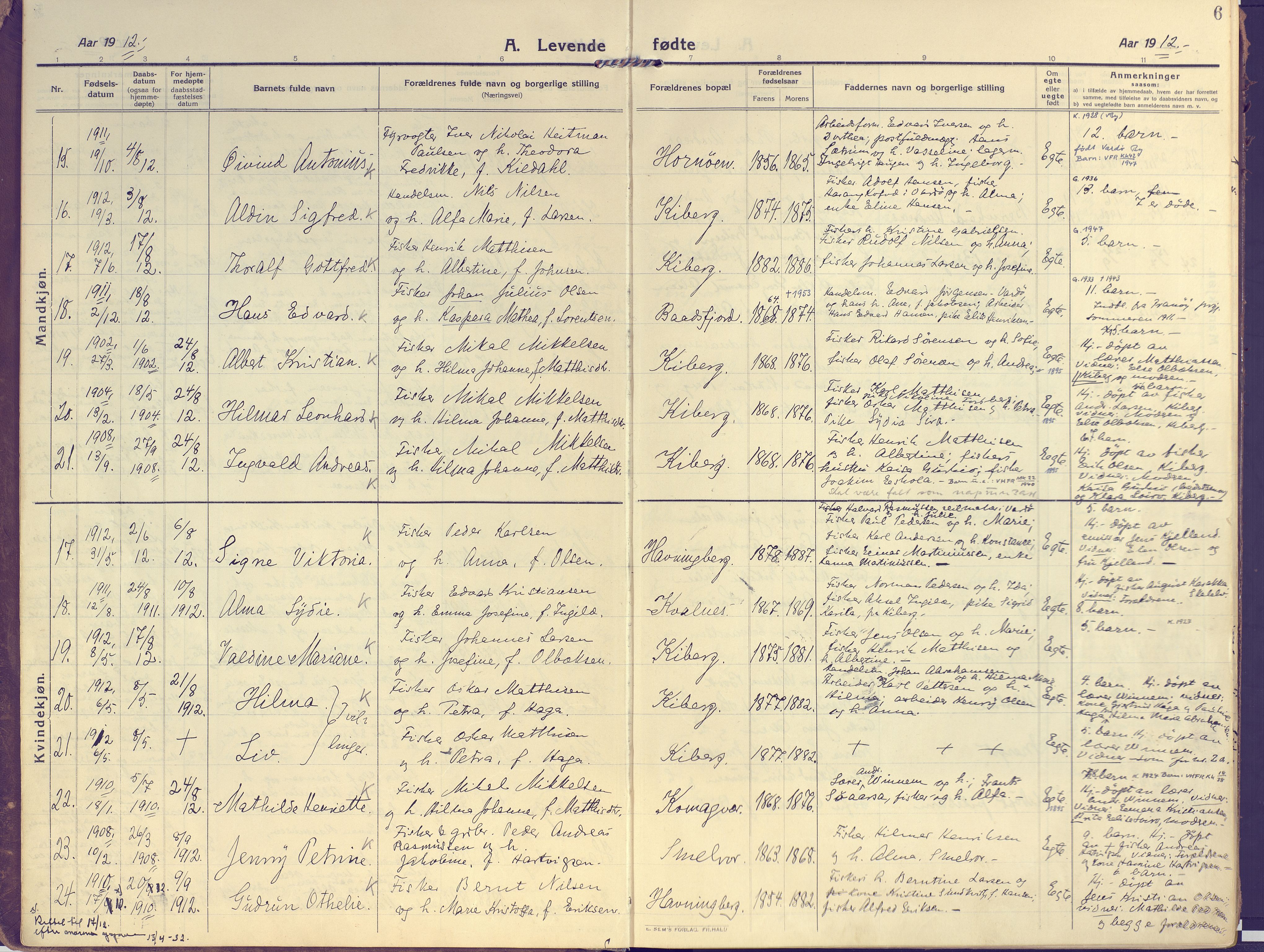 Vardø sokneprestkontor, AV/SATØ-S-1332/H/Ha/L0013kirke: Parish register (official) no. 13, 1912-1928, p. 6