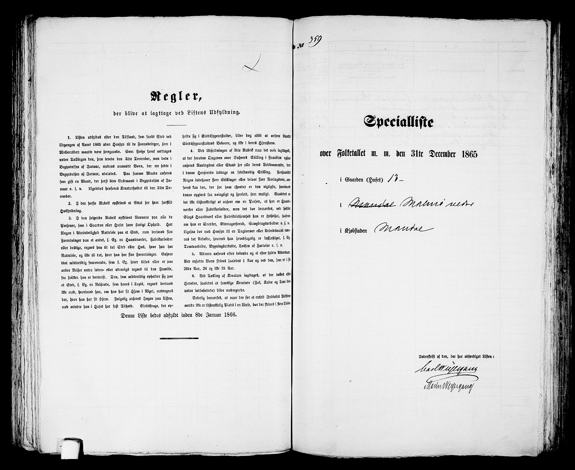 RA, 1865 census for Mandal/Mandal, 1865, p. 726