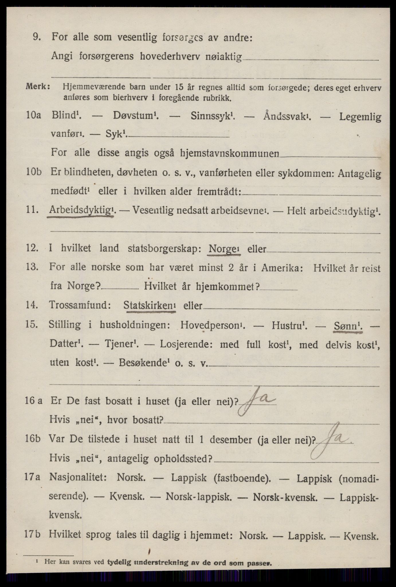 SAT, 1920 census for Agdenes, 1920, p. 1068