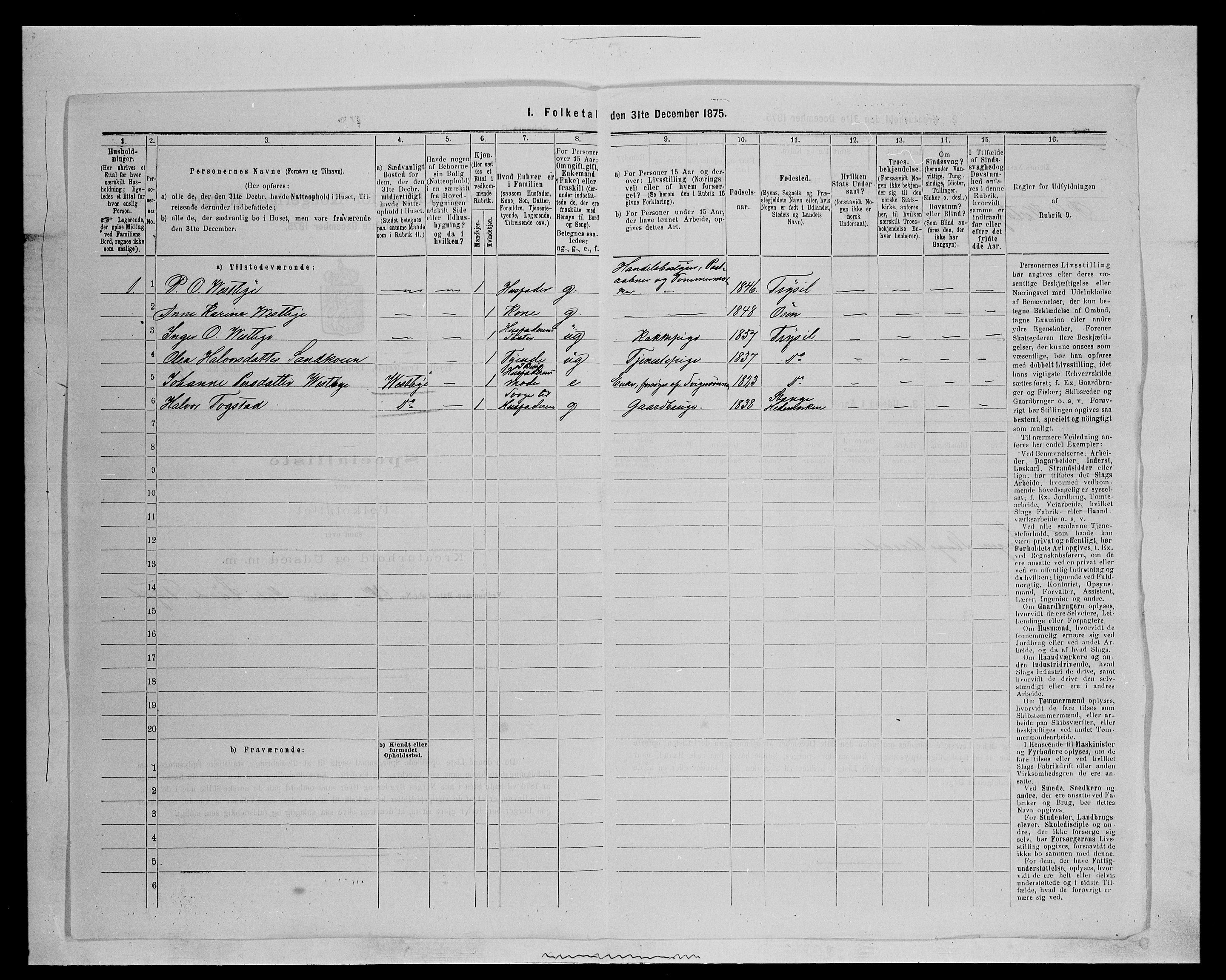 SAH, 1875 census for 0428P Trysil, 1875, p. 838