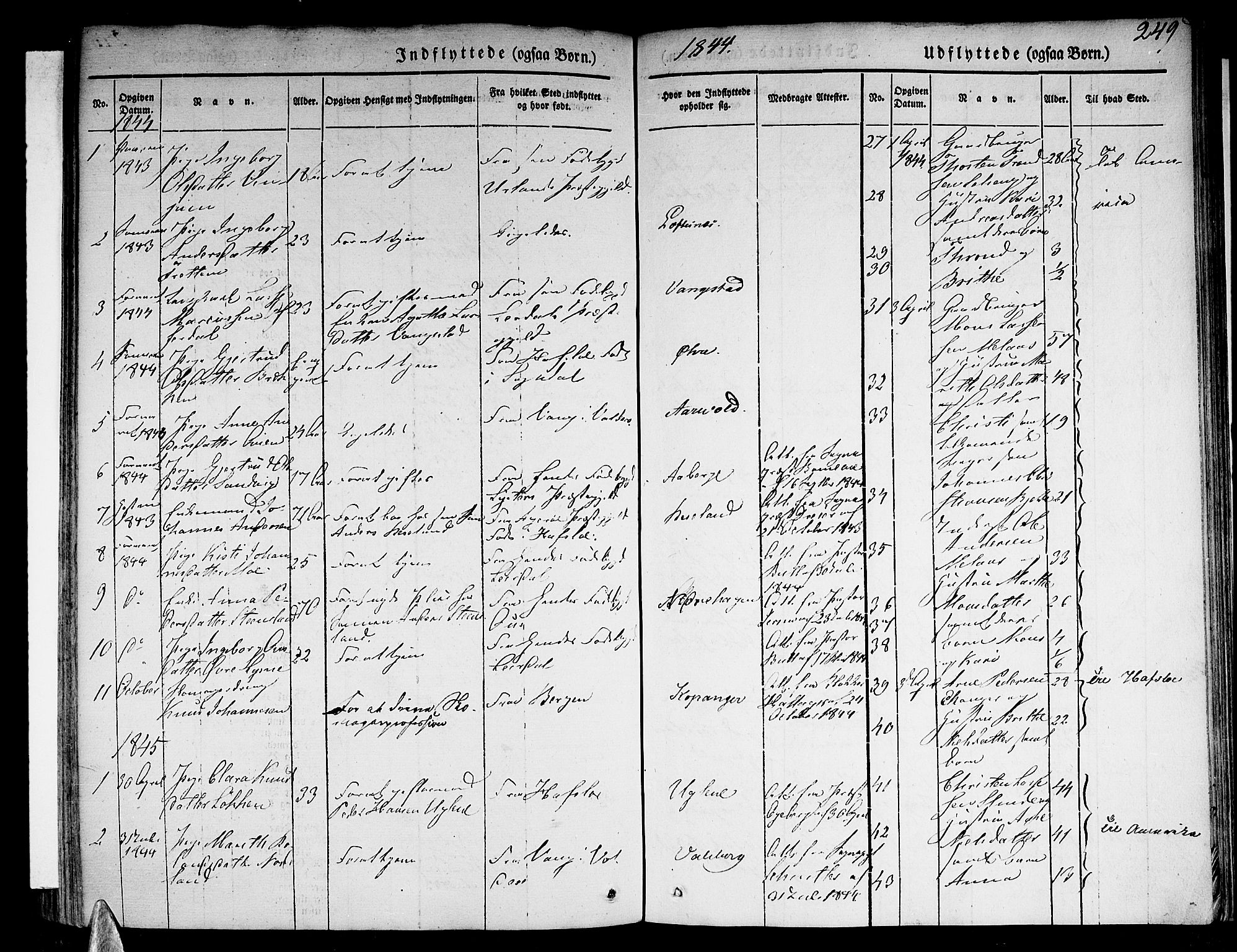 Sogndal sokneprestembete, SAB/A-81301/H/Haa/Haaa/L0011: Parish register (official) no. A 11, 1839-1847, p. 249