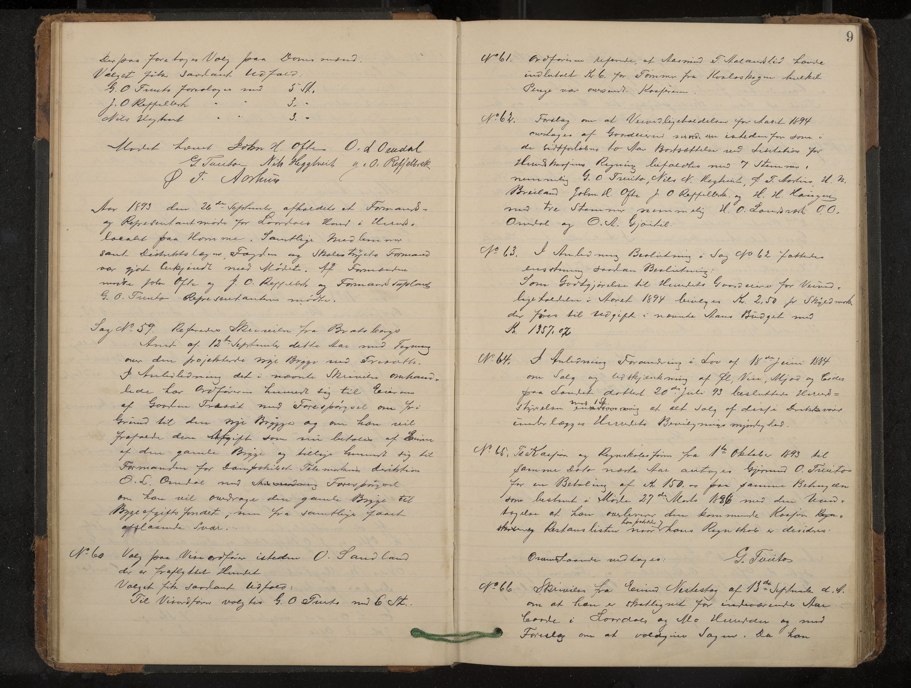 Lårdal formannskap og sentraladministrasjon, IKAK/0833021/A/L0003: Møtebok, 1893-1901, p. 9