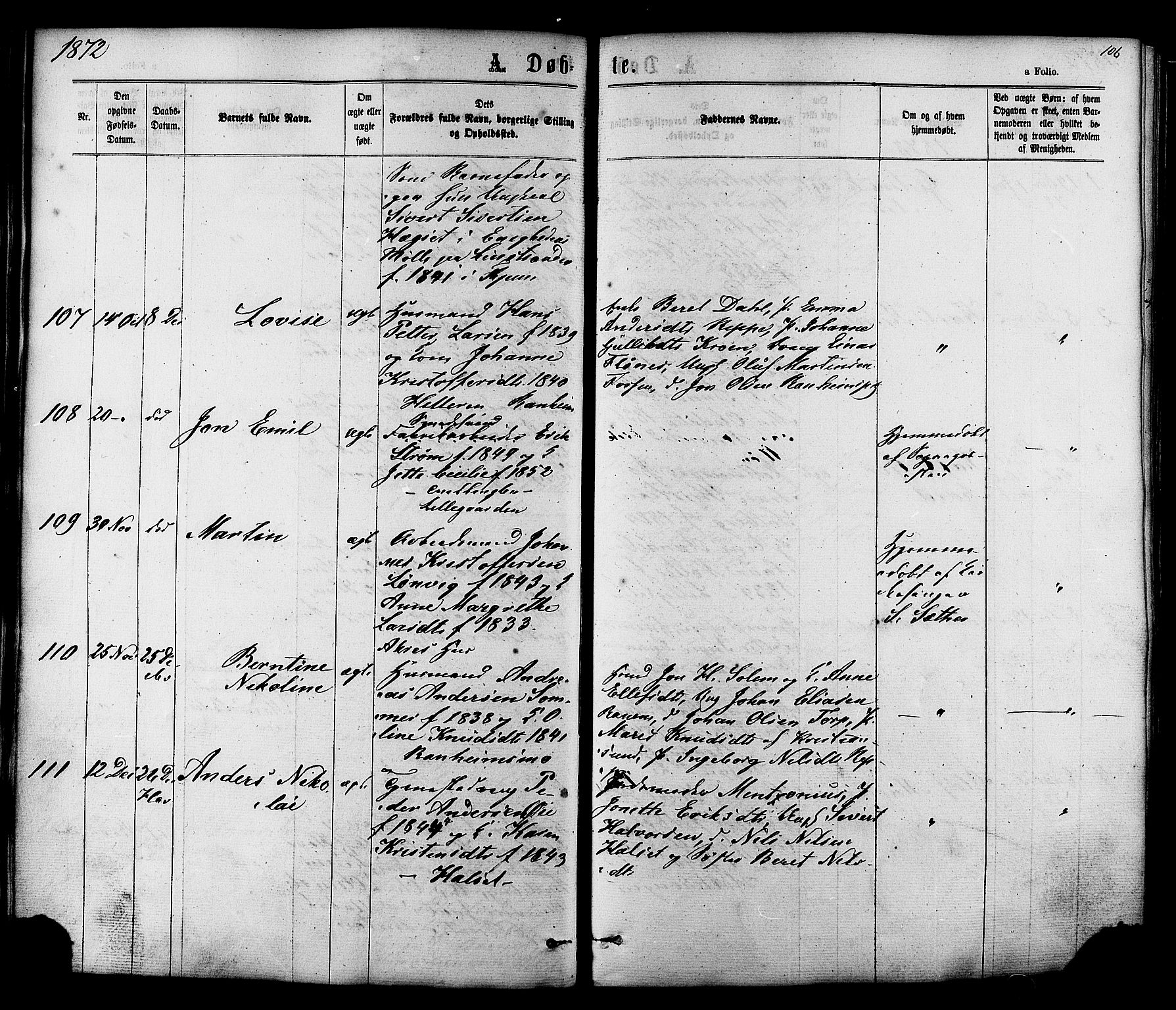 Ministerialprotokoller, klokkerbøker og fødselsregistre - Sør-Trøndelag, SAT/A-1456/606/L0293: Parish register (official) no. 606A08, 1866-1877, p. 106