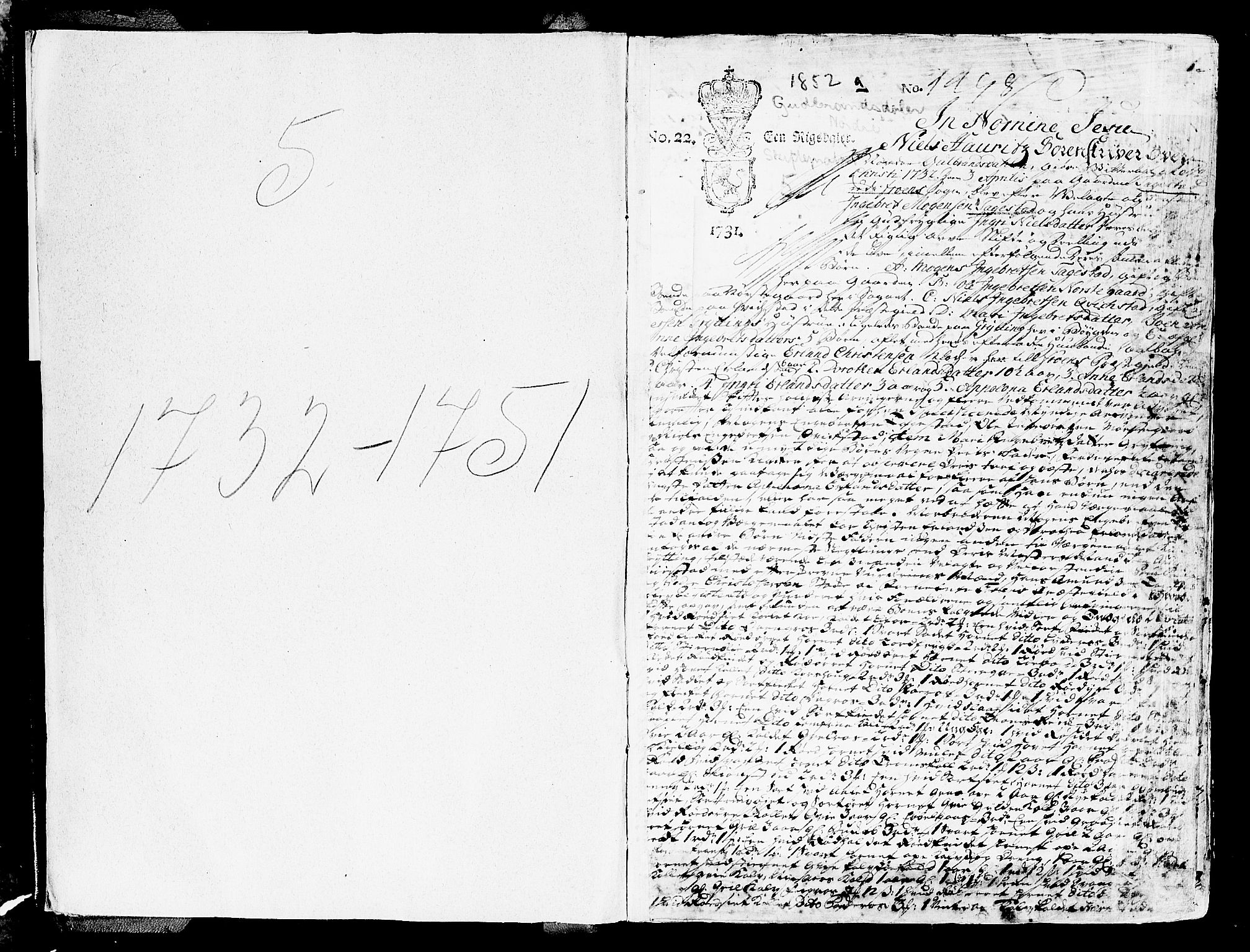 Nord-Gudbrandsdal tingrett, SAH/TING-002/J/Ja/L0001a: Skifteprotokoll, 1732-1751, p. 1