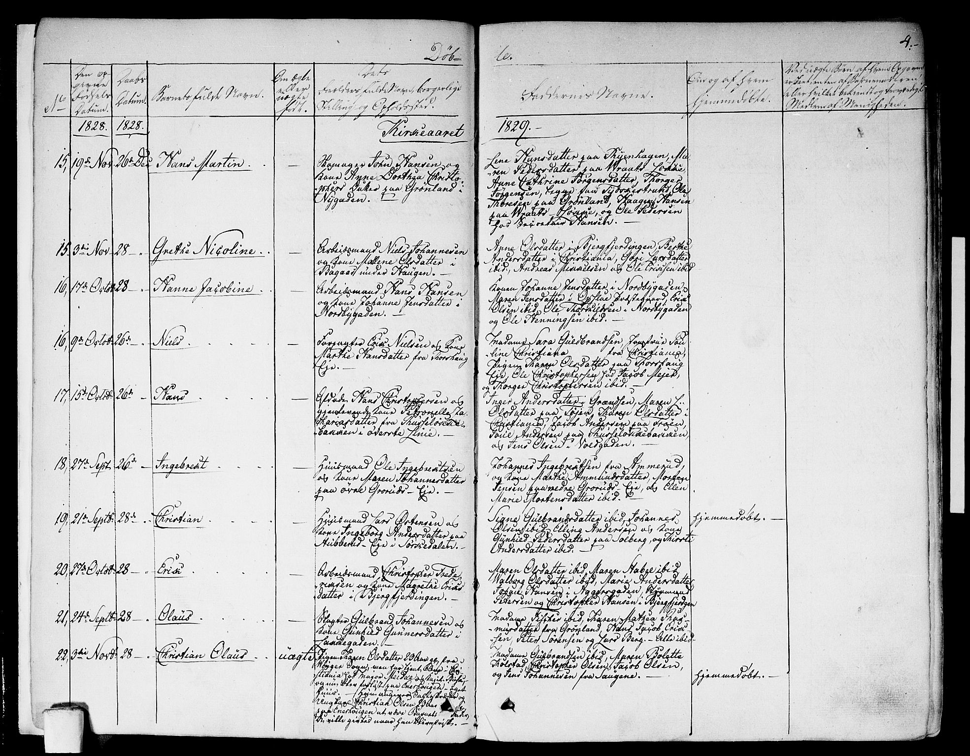 Aker prestekontor kirkebøker, AV/SAO-A-10861/F/L0013: Parish register (official) no. 13, 1828-1837, p. 4