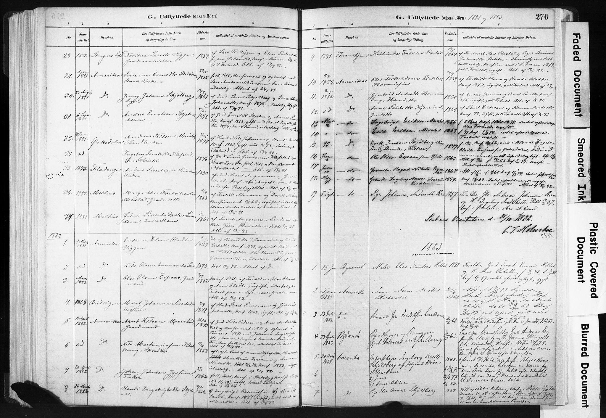 Ministerialprotokoller, klokkerbøker og fødselsregistre - Sør-Trøndelag, SAT/A-1456/665/L0773: Parish register (official) no. 665A08, 1879-1905, p. 276