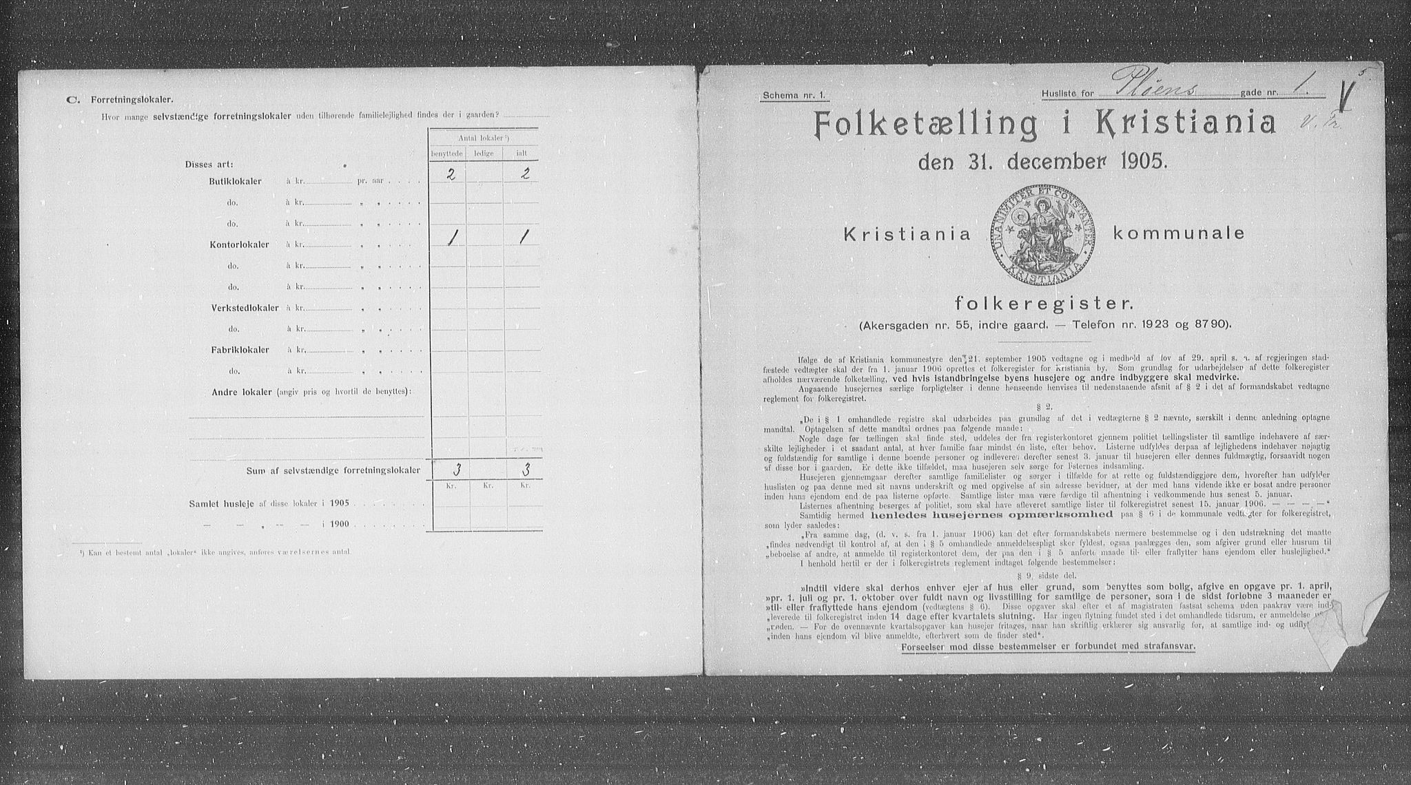 OBA, Municipal Census 1905 for Kristiania, 1905, p. 42544