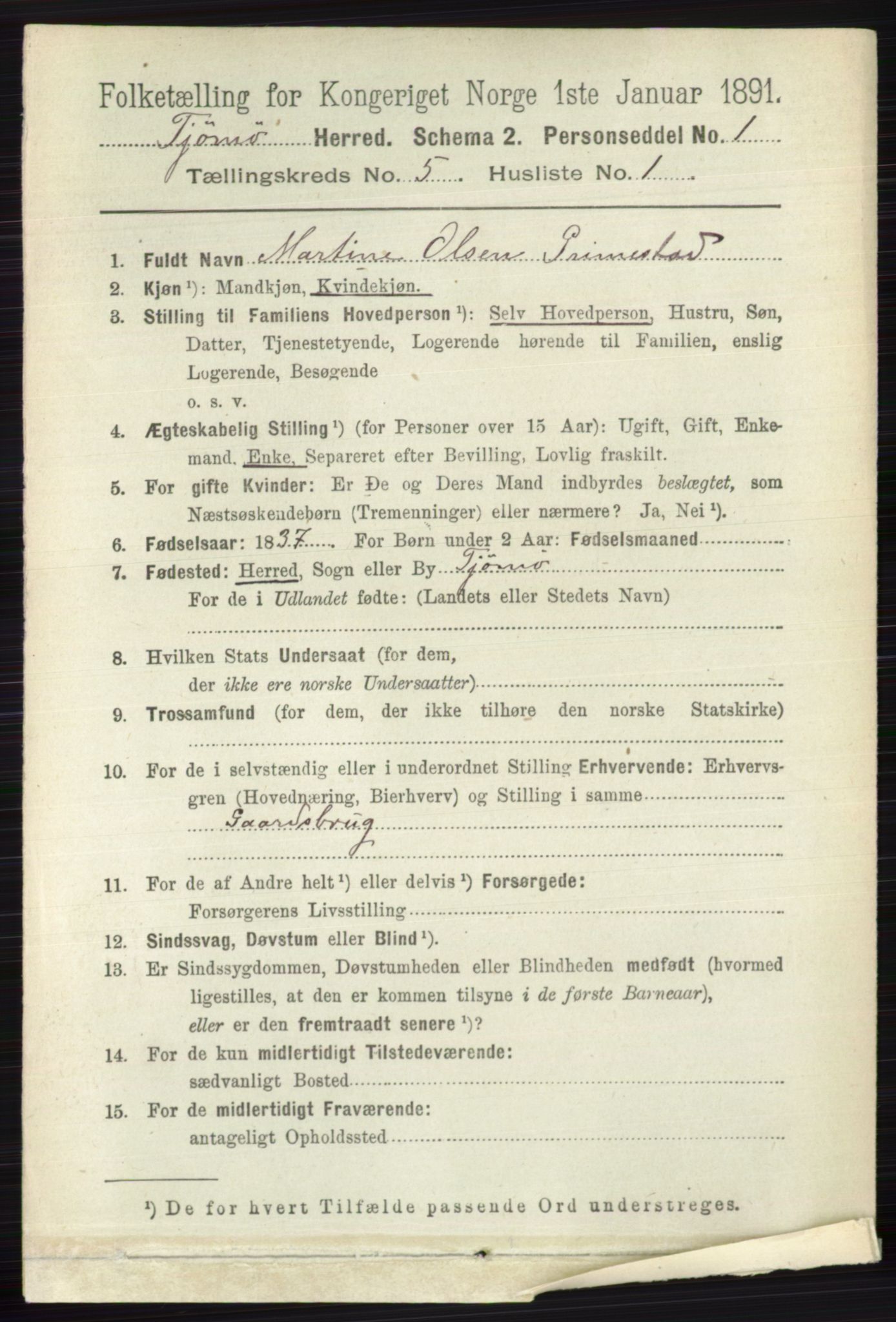 RA, 1891 census for 0723 Tjøme, 1891, p. 1668