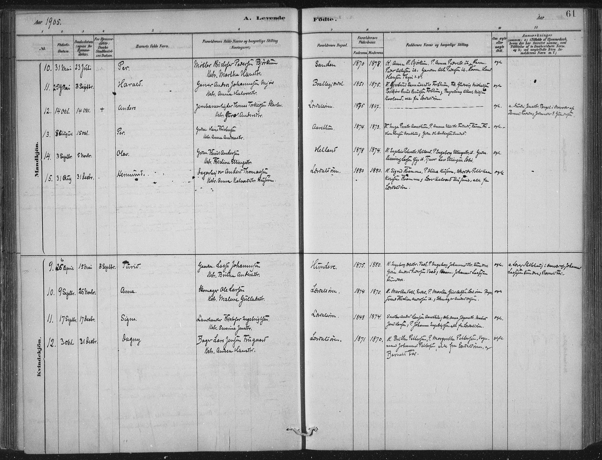 Lærdal sokneprestembete, AV/SAB-A-81201: Parish register (official) no. D  1, 1878-1908, p. 61