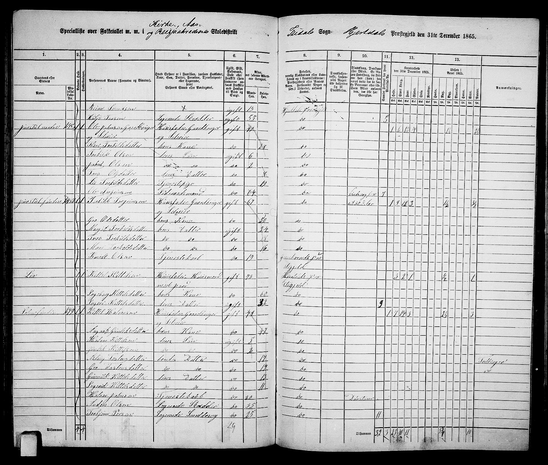 RA, 1865 census for Hjartdal, 1865, p. 123