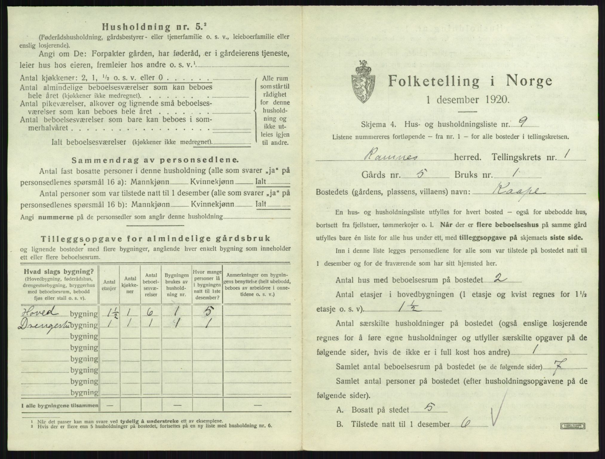 SAKO, 1920 census for Ramnes, 1920, p. 49
