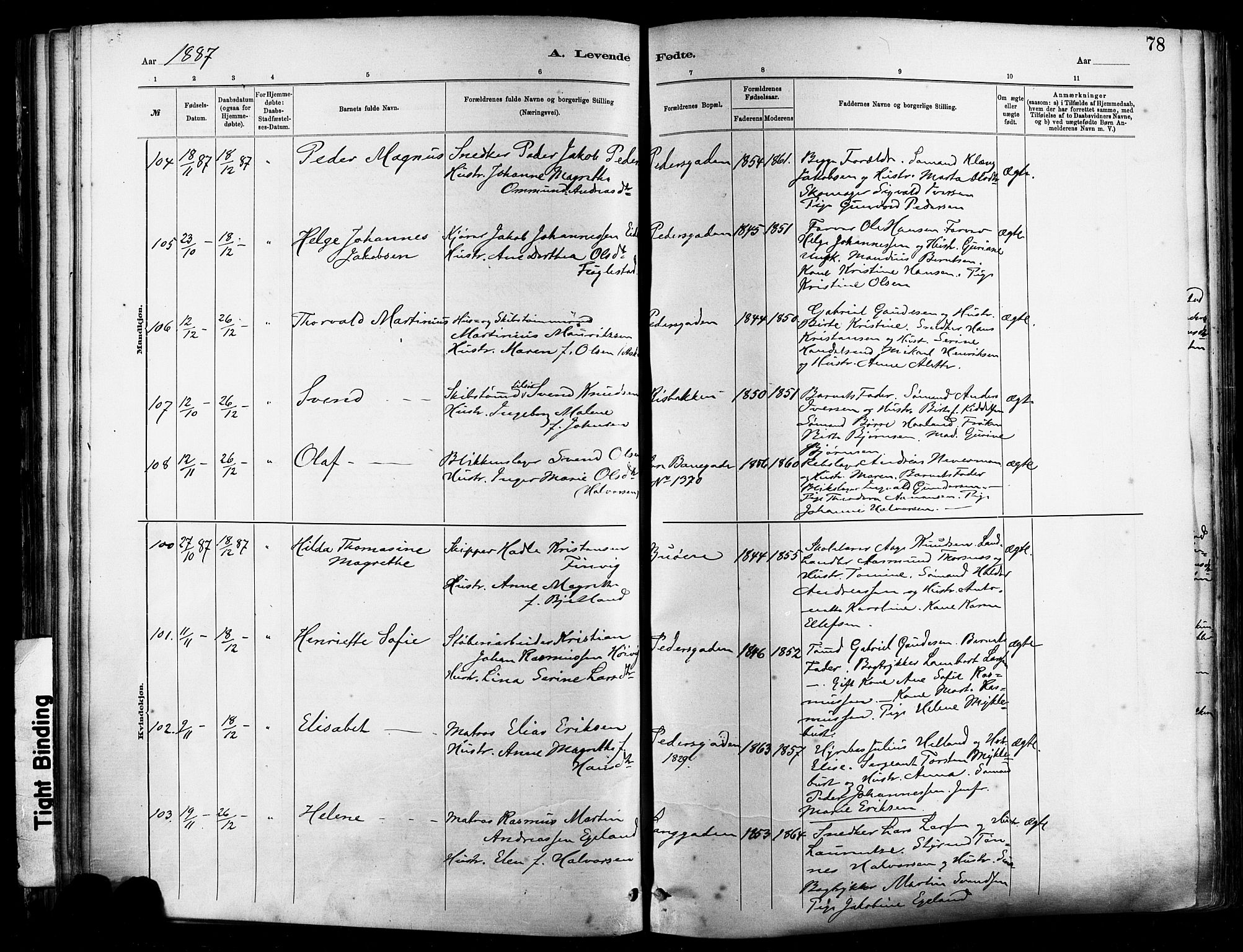 St. Johannes sokneprestkontor, AV/SAST-A-101814/001/30/30BA/L0001: Parish register (official) no. A 1, 1885-1891, p. 78