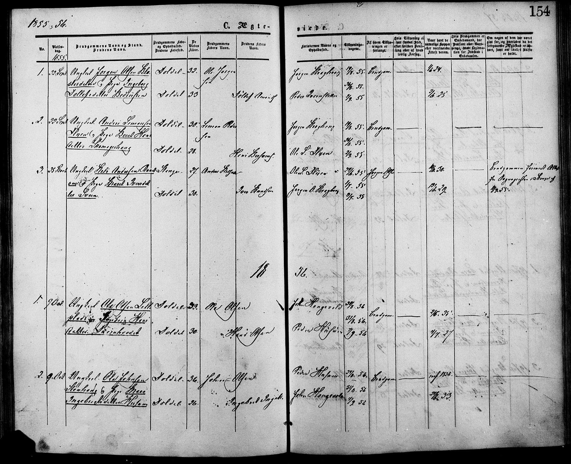 Lesja prestekontor, SAH/PREST-068/H/Ha/Haa/L0007: Parish register (official) no. 7, 1854-1862, p. 154