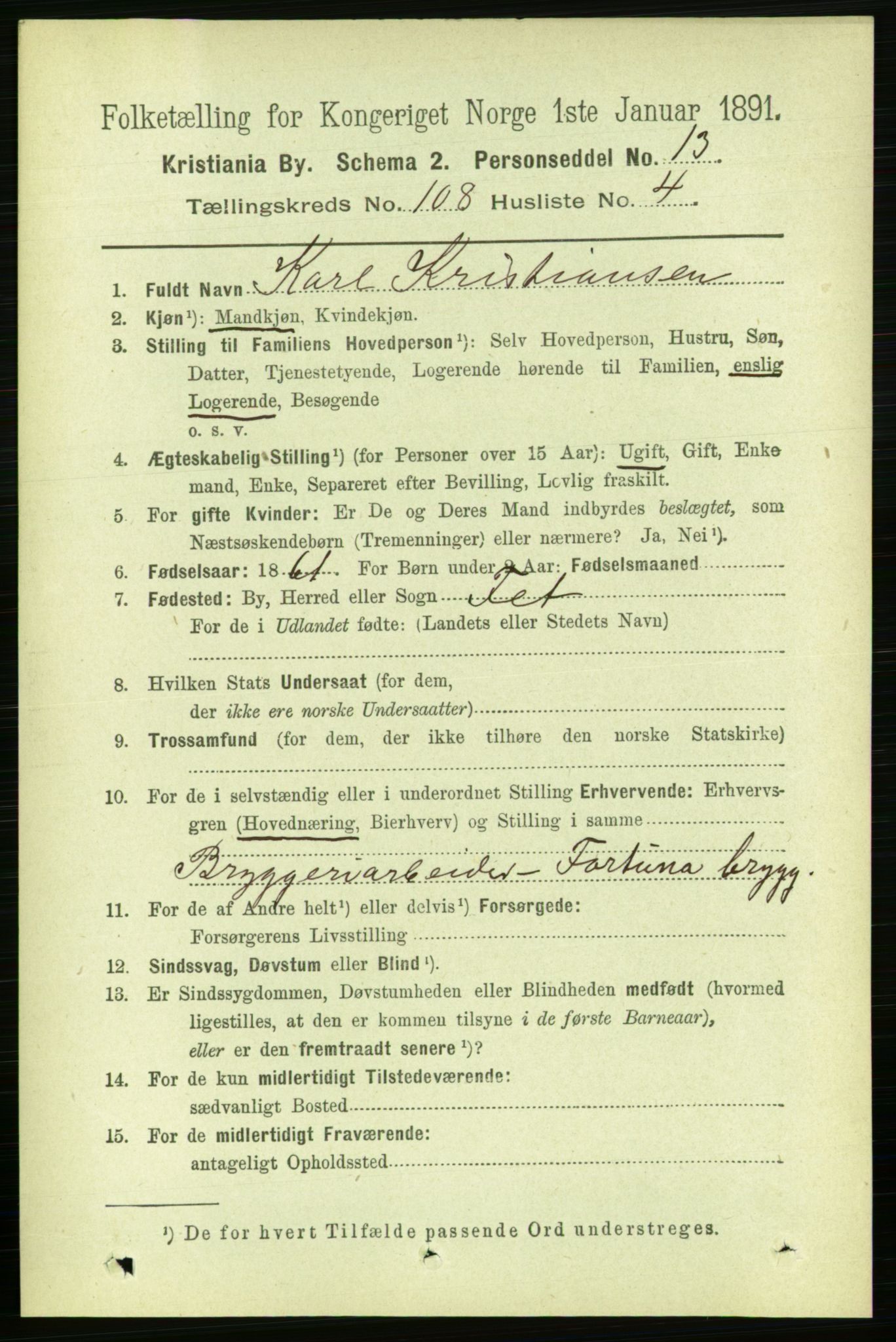 RA, 1891 census for 0301 Kristiania, 1891, p. 55582