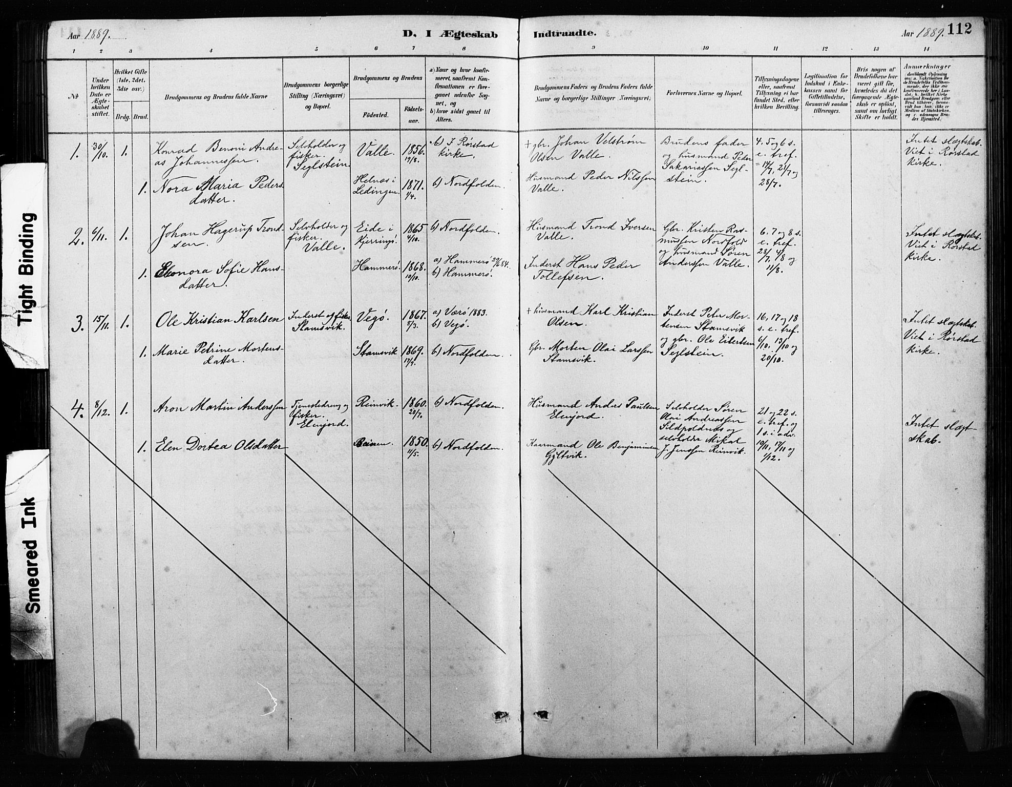 Ministerialprotokoller, klokkerbøker og fødselsregistre - Nordland, AV/SAT-A-1459/858/L0834: Parish register (copy) no. 858C01, 1884-1904, p. 112