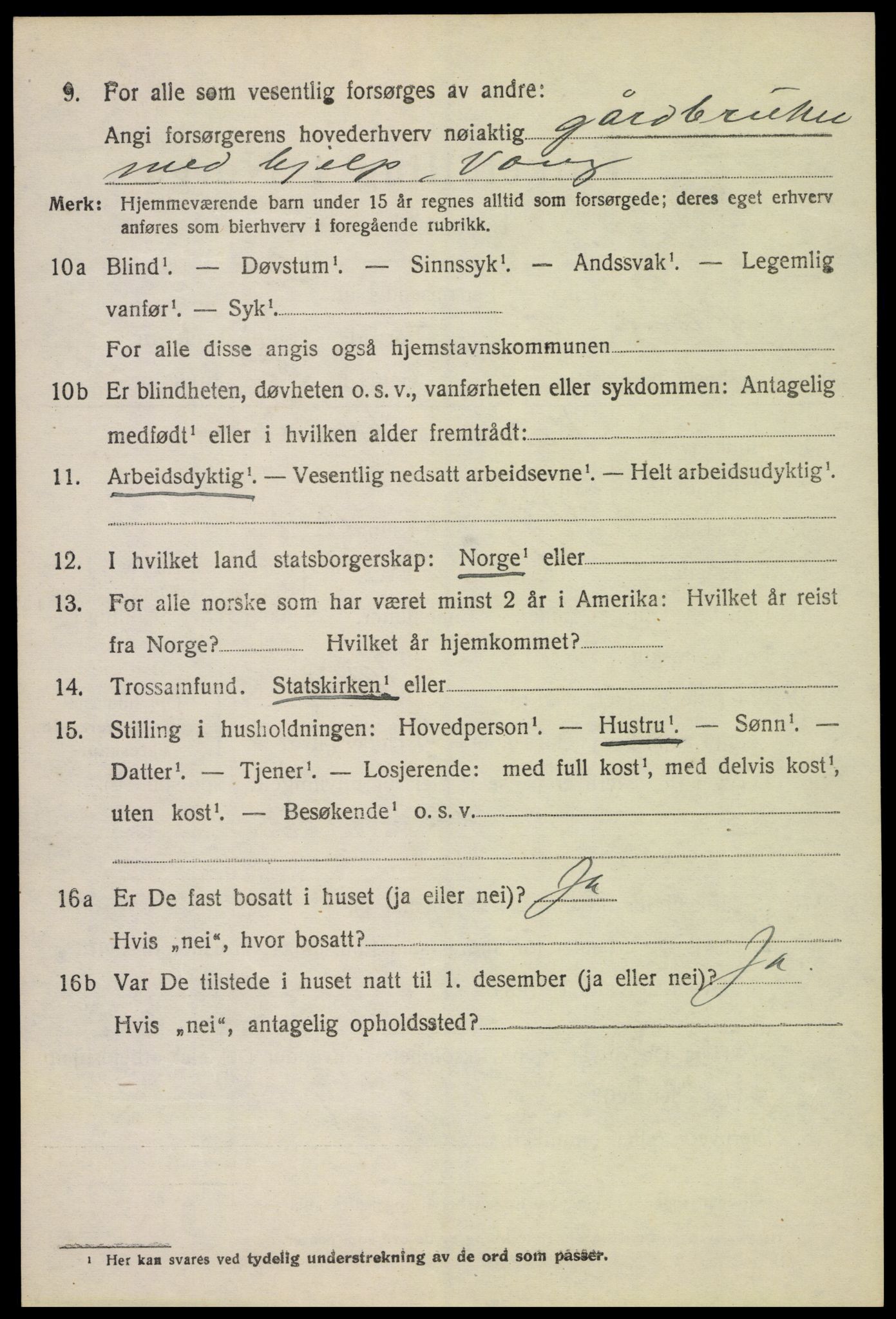 SAH, 1920 census for Vang (Hedmark), 1920, p. 14726