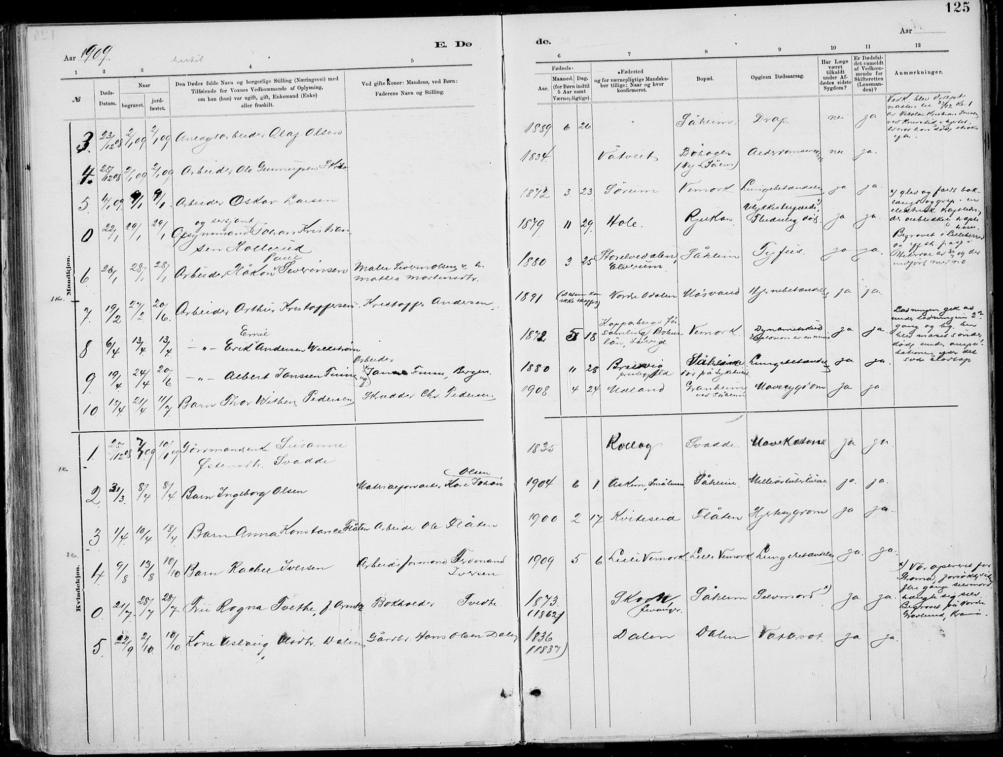 Rjukan kirkebøker, SAKO/A-294/F/Fa/L0001: Parish register (official) no. 1, 1878-1912, p. 125