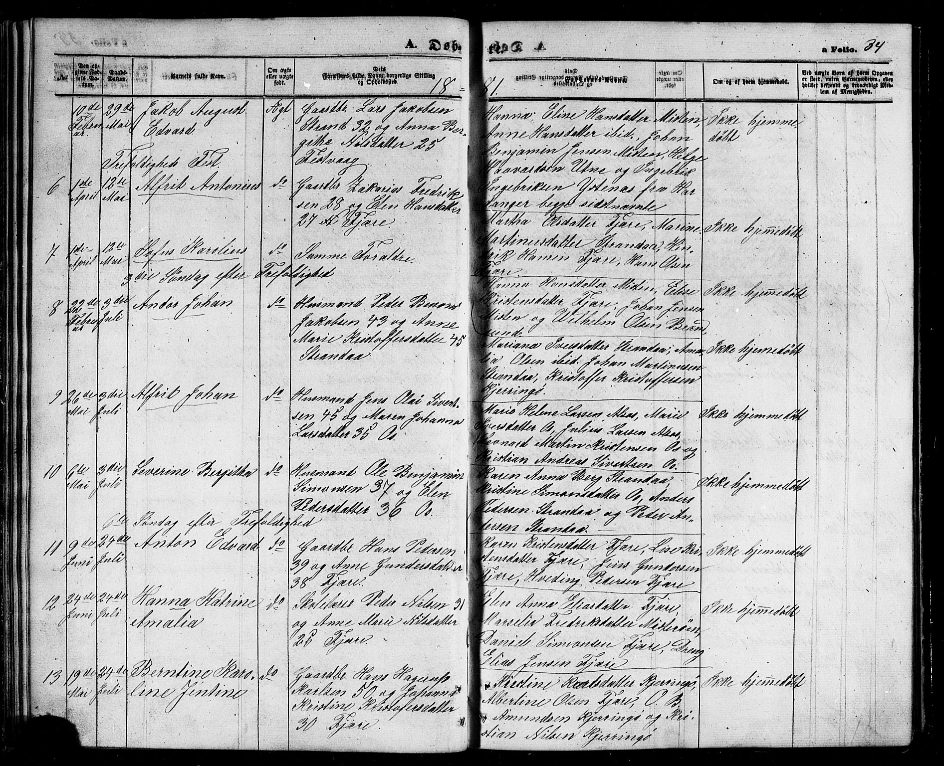 Ministerialprotokoller, klokkerbøker og fødselsregistre - Nordland, SAT/A-1459/803/L0075: Parish register (copy) no. 803C02, 1867-1881, p. 34