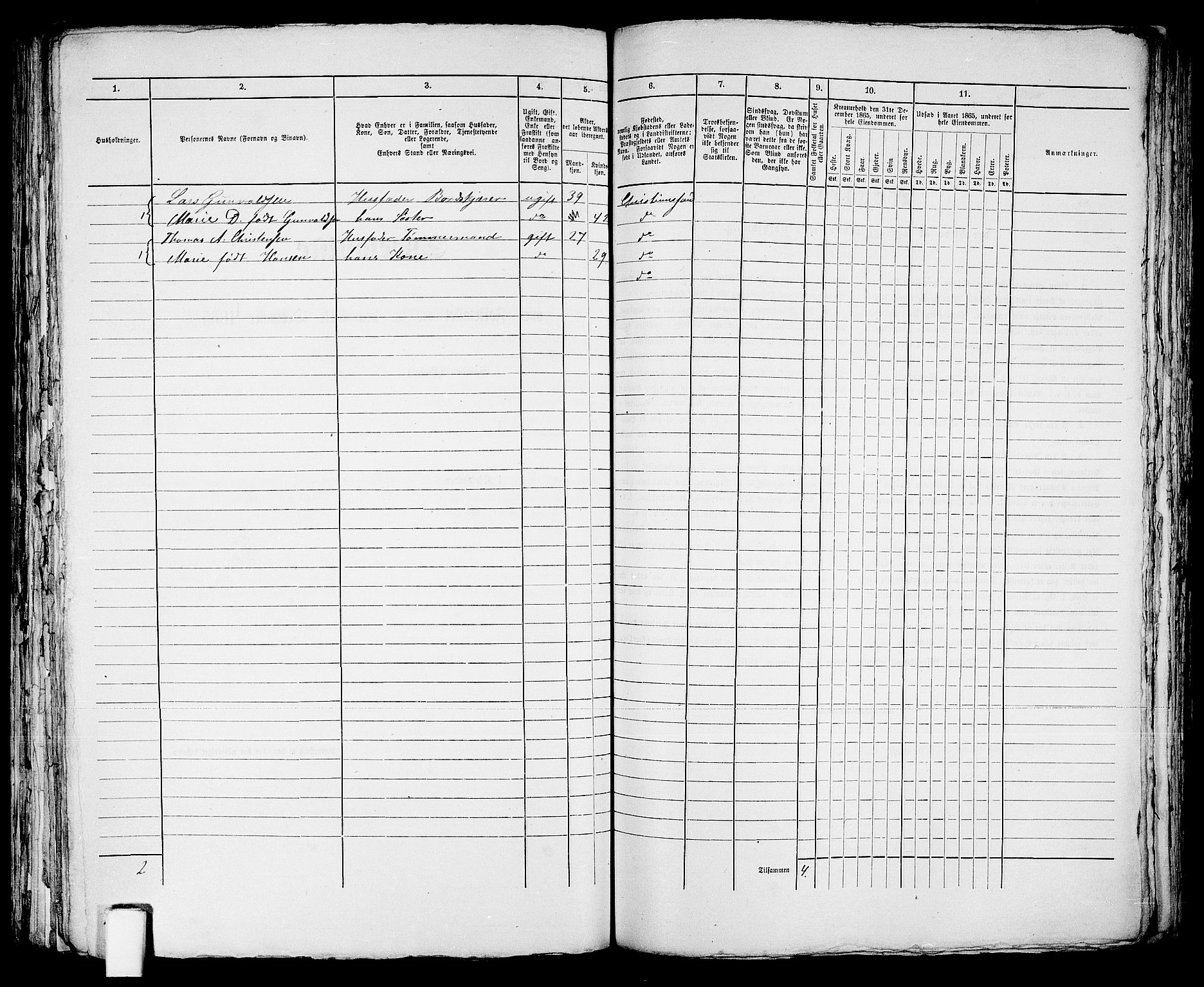 RA, 1865 census for Kristiansand, 1865, p. 1310