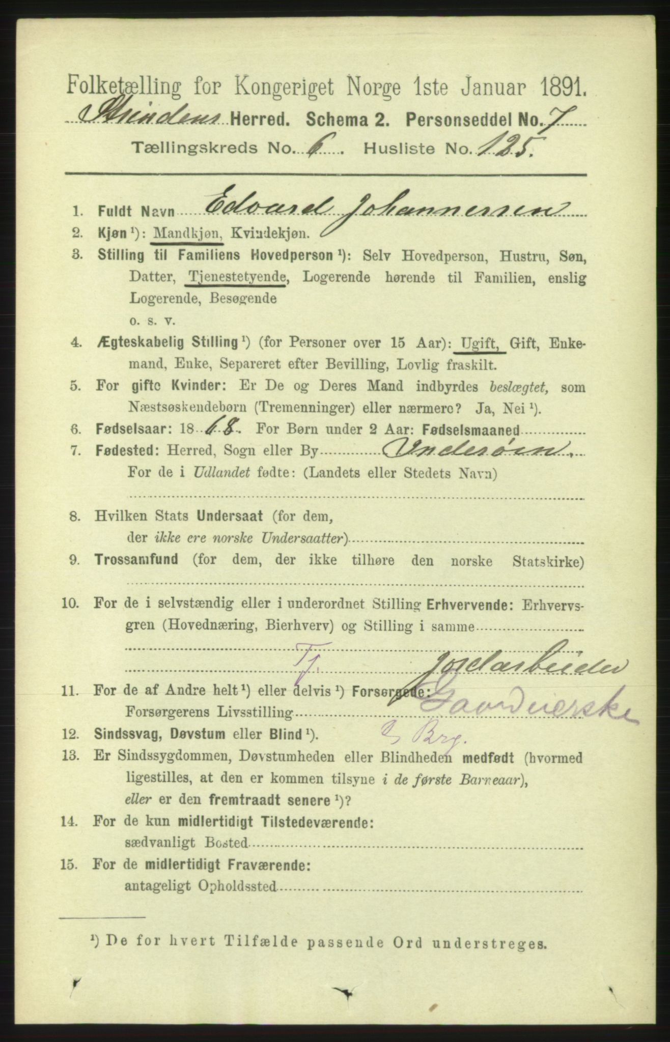 RA, 1891 census for 1660 Strinda, 1891, p. 6135