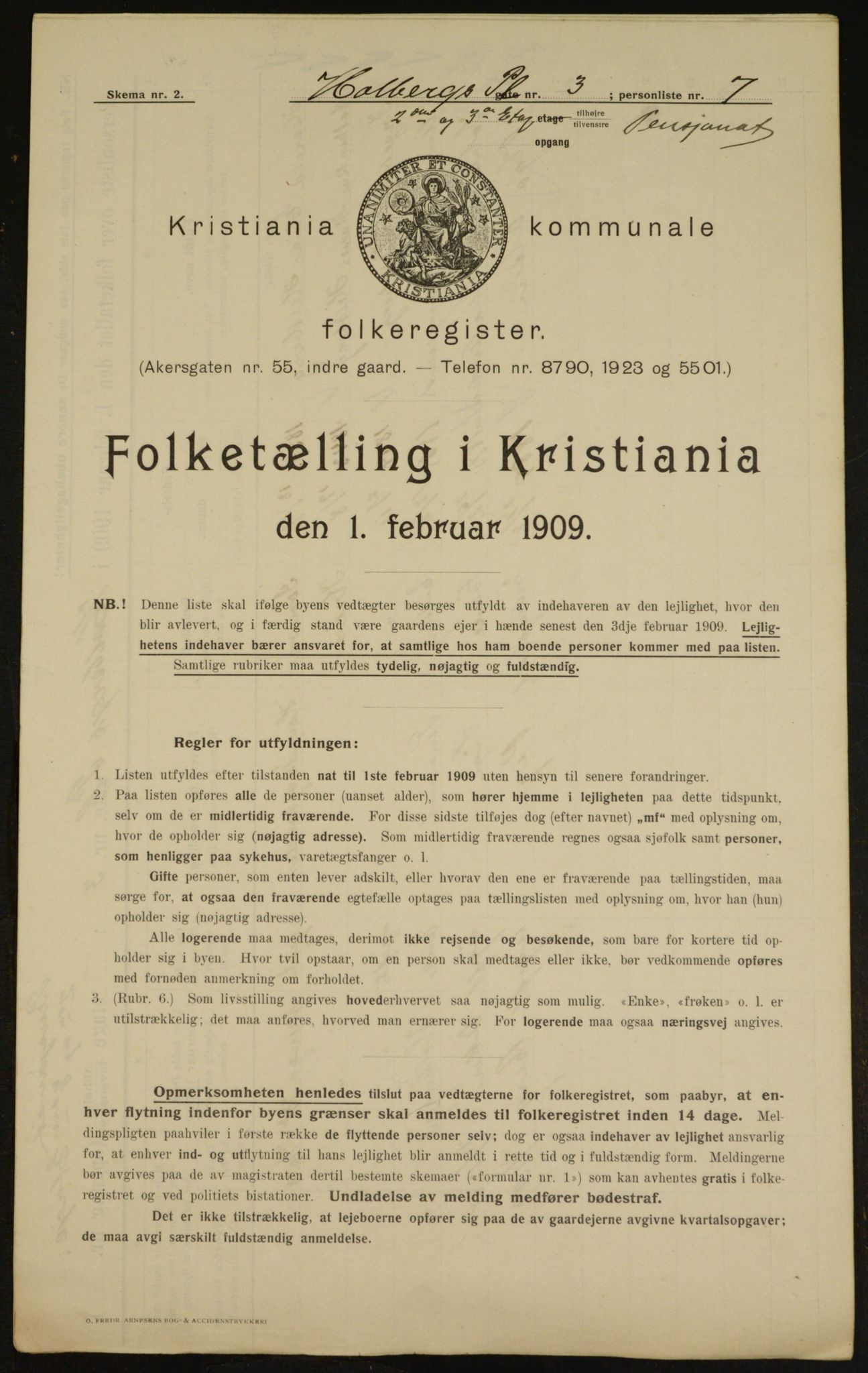 OBA, Municipal Census 1909 for Kristiania, 1909, p. 36761