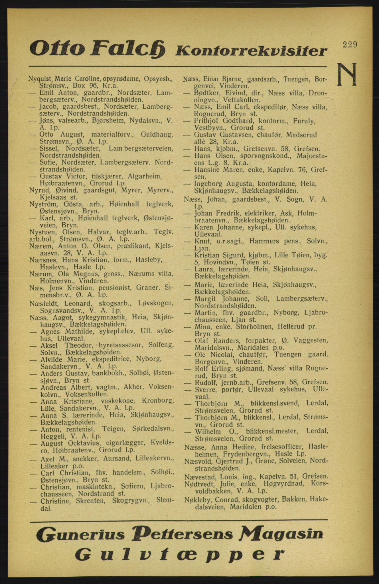 Aker adressebok/adressekalender, PUBL/001/A/002: Akers adressekalender, 1922, p. 229