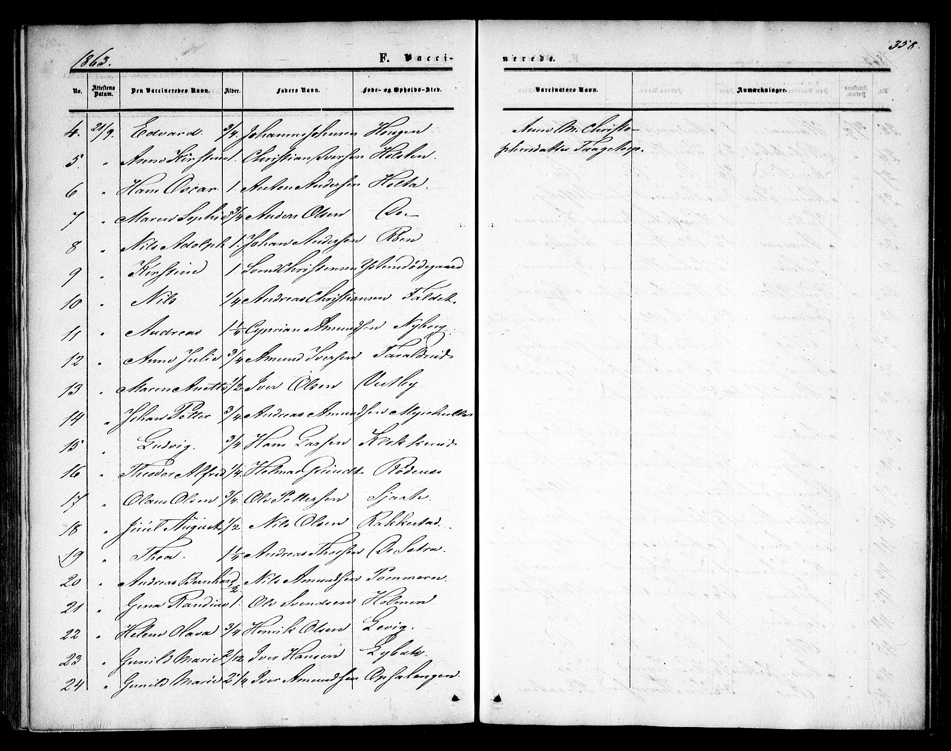 Rødenes prestekontor Kirkebøker, AV/SAO-A-2005/F/Fa/L0007: Parish register (official) no. I 7, 1860-1869, p. 358