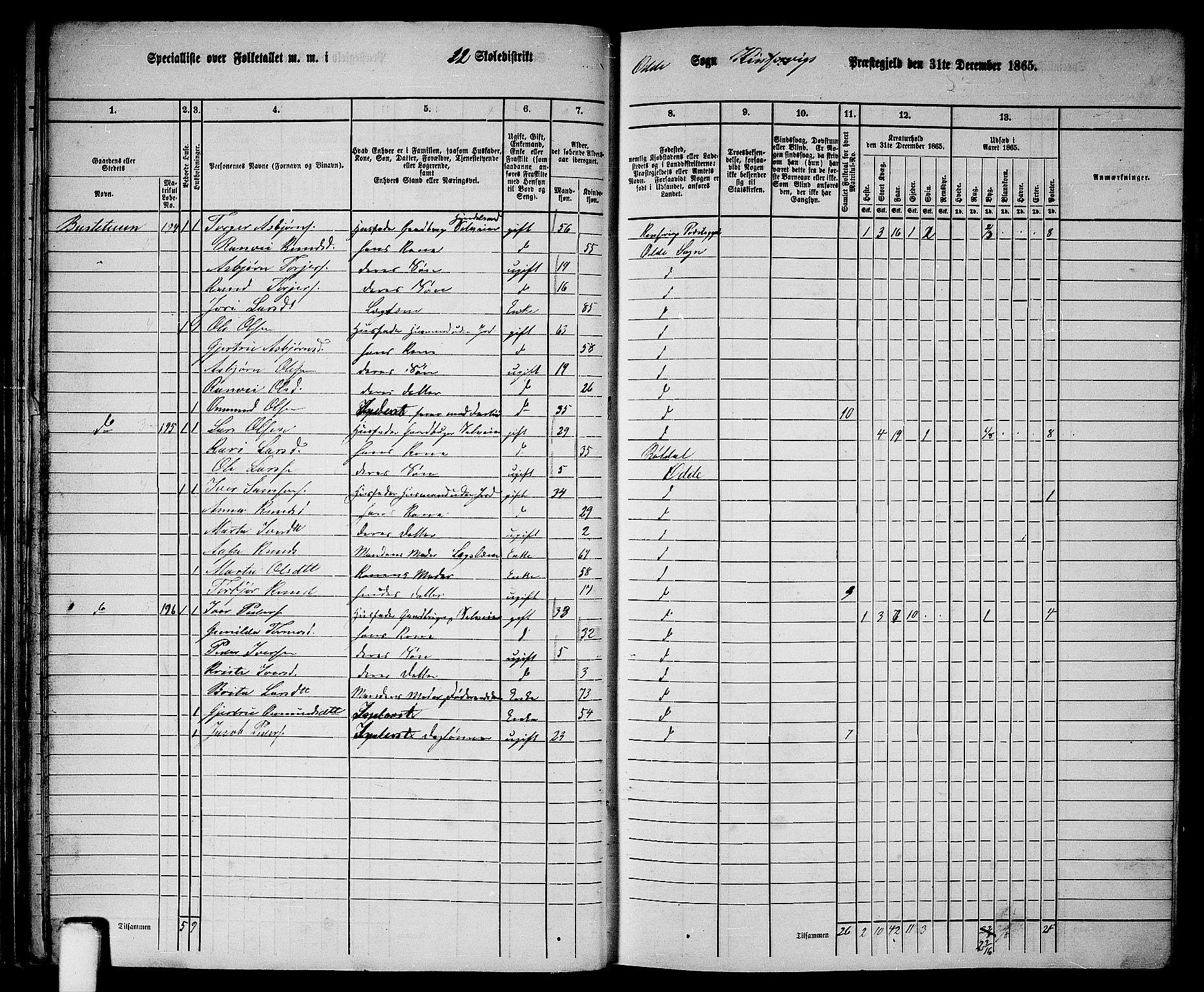 RA, 1865 census for Kinsarvik, 1865, p. 53