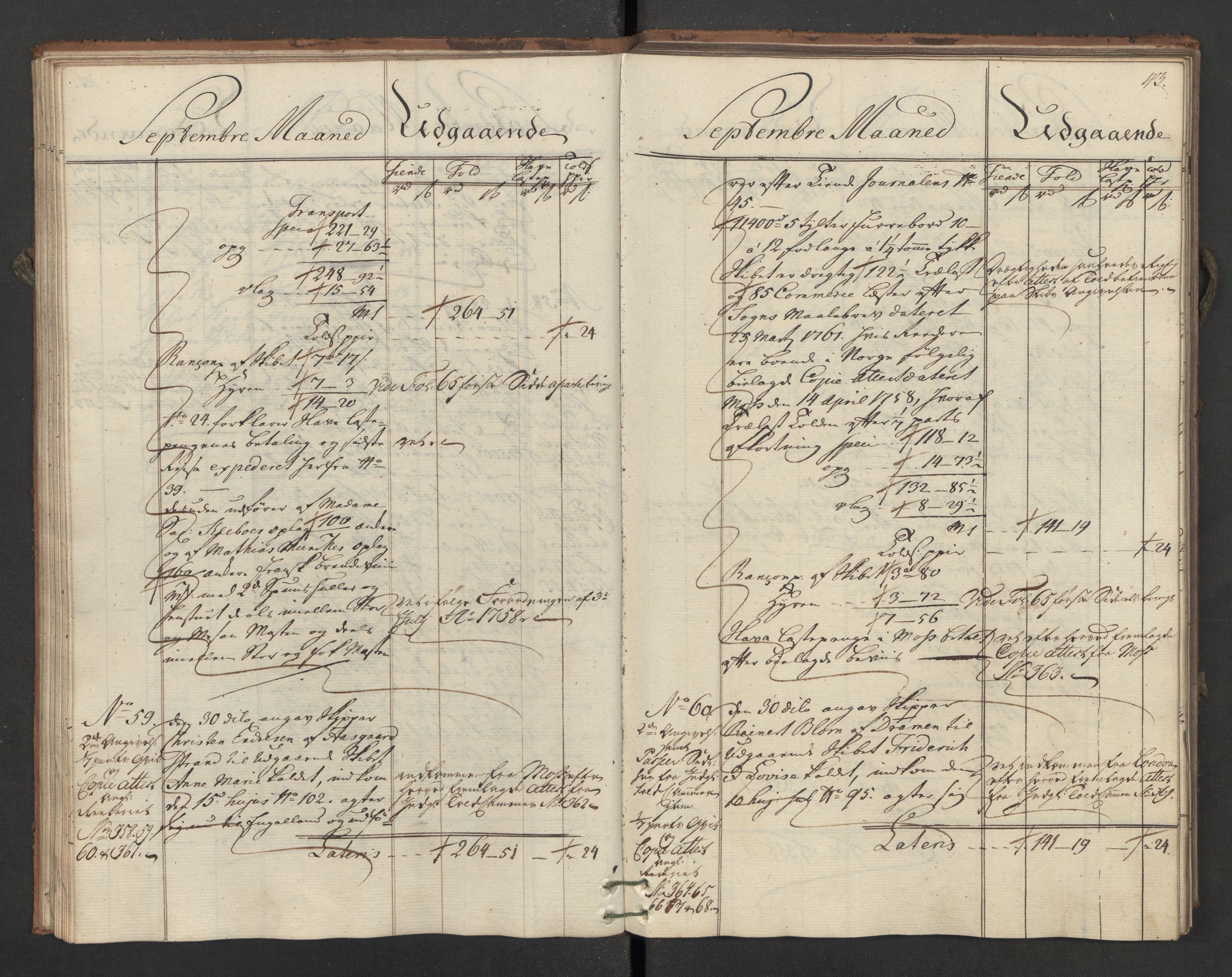 Generaltollkammeret, tollregnskaper, AV/RA-EA-5490/R02/L0035/0001: Tollregnskaper Fredrikstad / Utgående hovedtollbok, 1762, p. 42b-43a