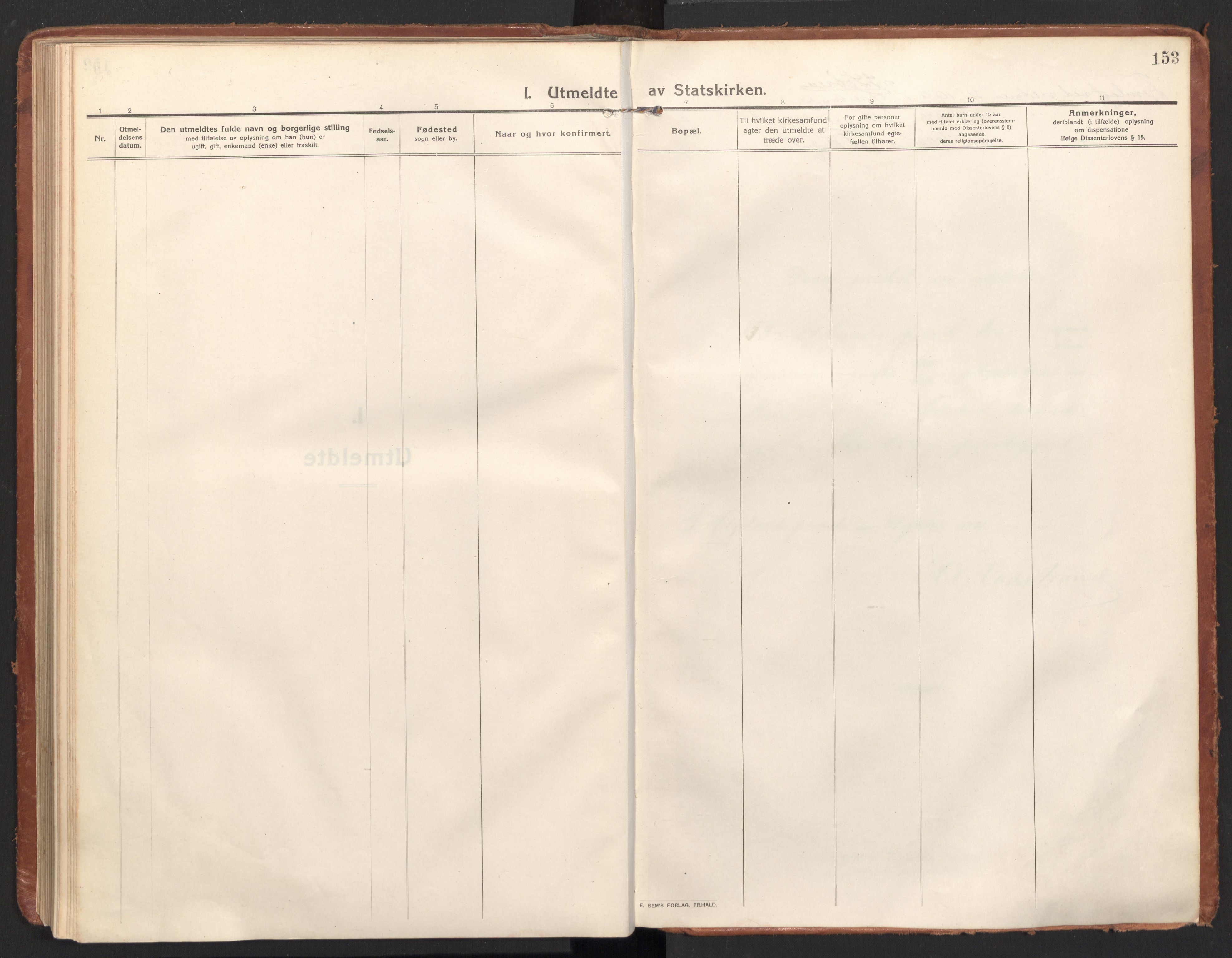 Ministerialprotokoller, klokkerbøker og fødselsregistre - Nordland, AV/SAT-A-1459/811/L0168: Parish register (official) no. 811A05, 1914-1932, p. 153