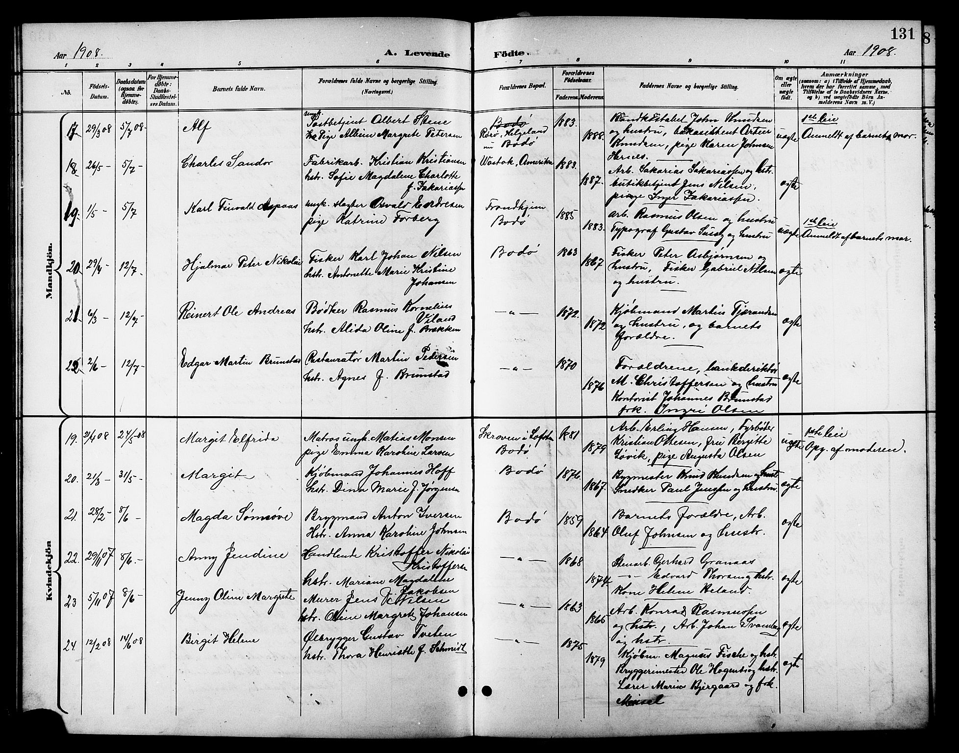 Ministerialprotokoller, klokkerbøker og fødselsregistre - Nordland, SAT/A-1459/801/L0033: Parish register (copy) no. 801C08, 1898-1910, p. 131