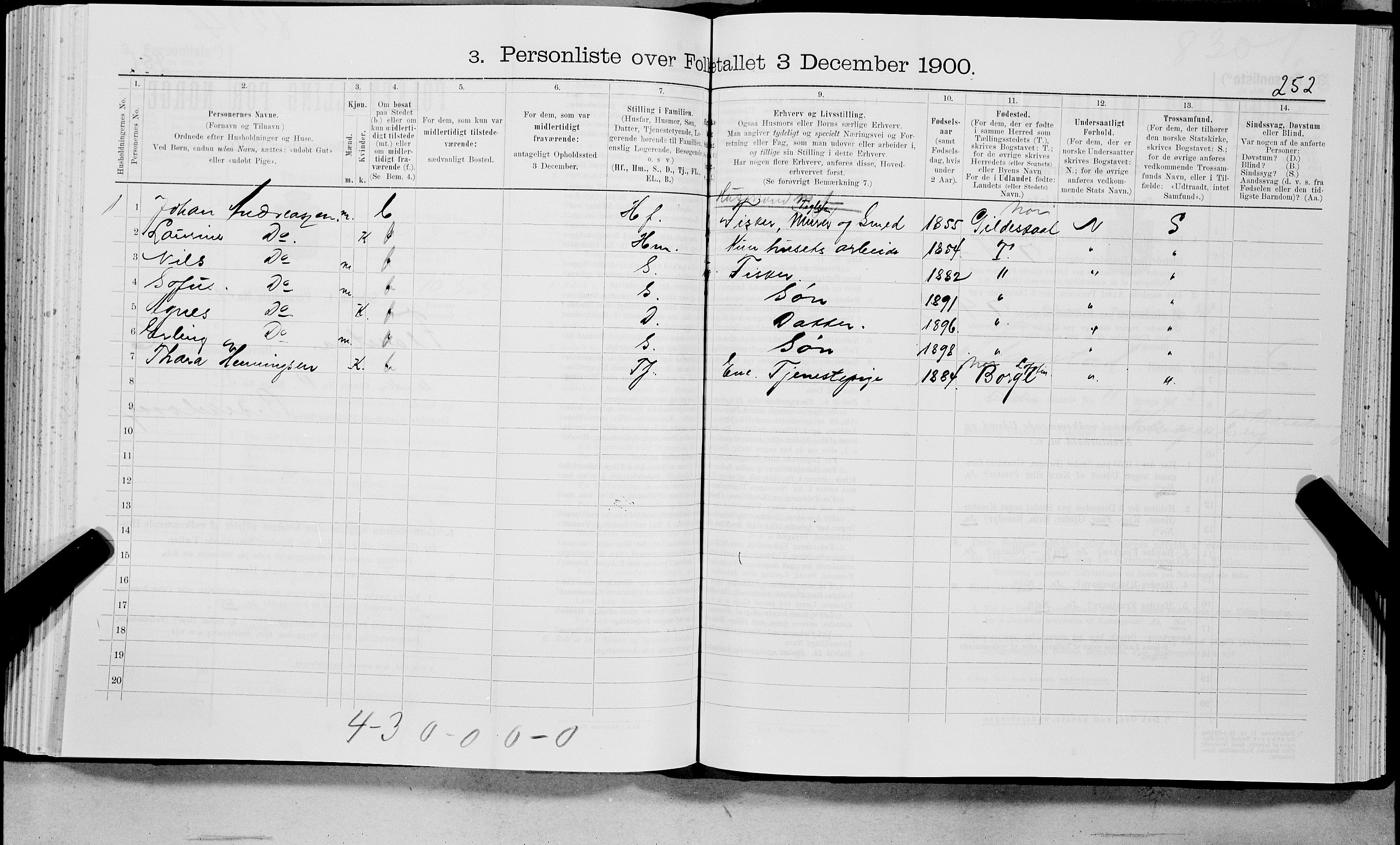 SAT, 1900 census for Flakstad, 1900, p. 742