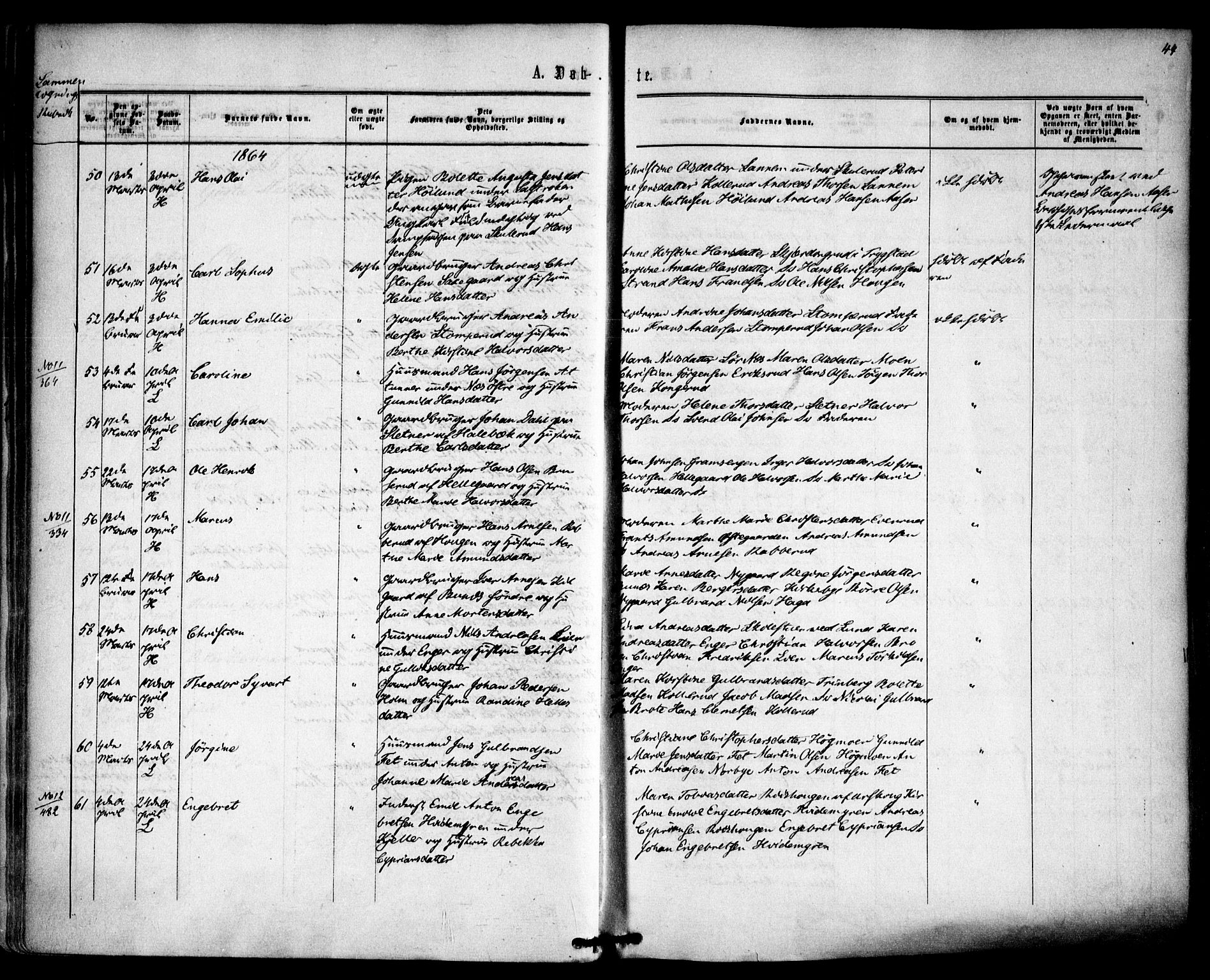 Høland prestekontor Kirkebøker, AV/SAO-A-10346a/F/Fa/L0011: Parish register (official) no. I 11, 1862-1869, p. 44