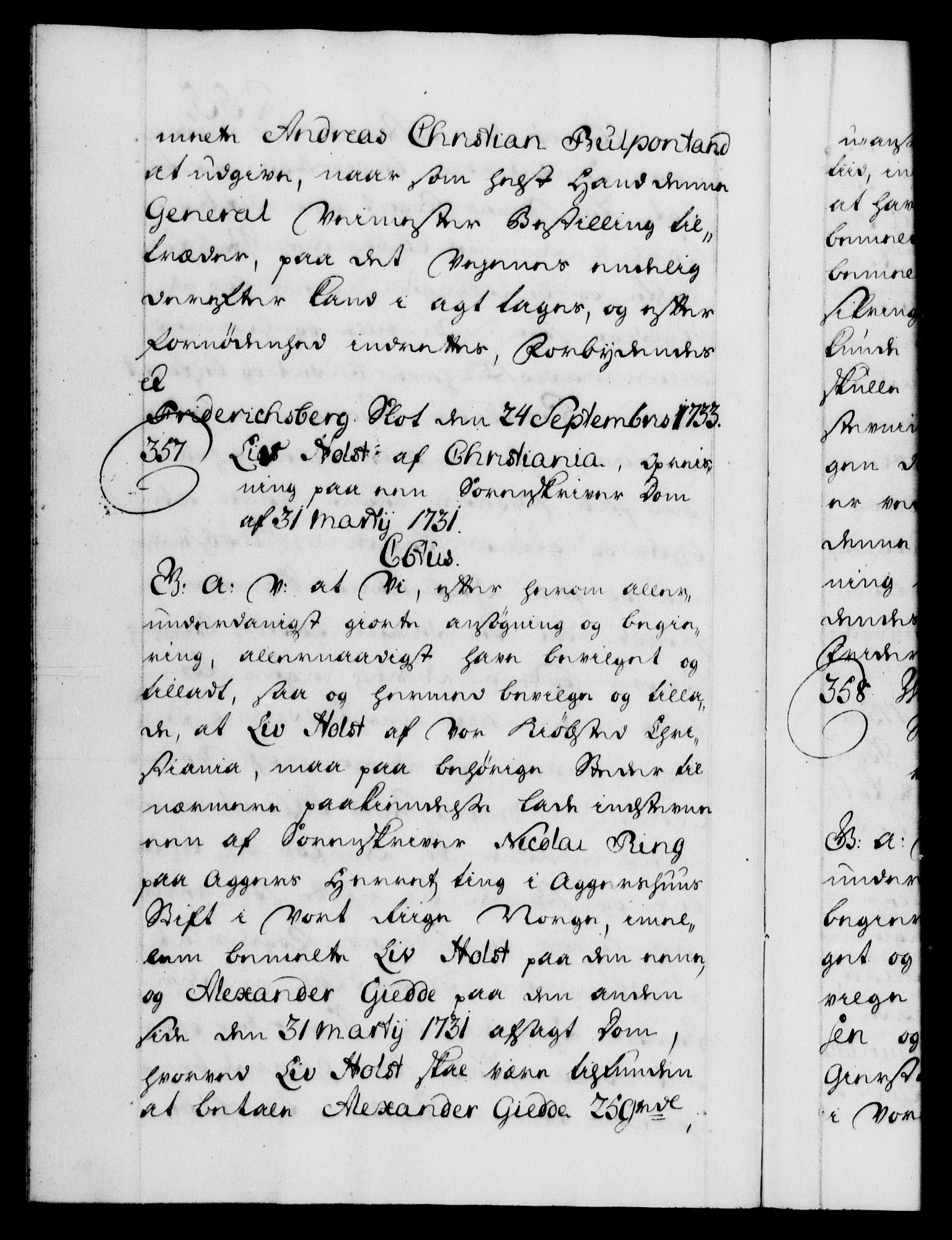 Danske Kanselli 1572-1799, AV/RA-EA-3023/F/Fc/Fca/Fcaa/L0028: Norske registre, 1733-1734, p. 255b