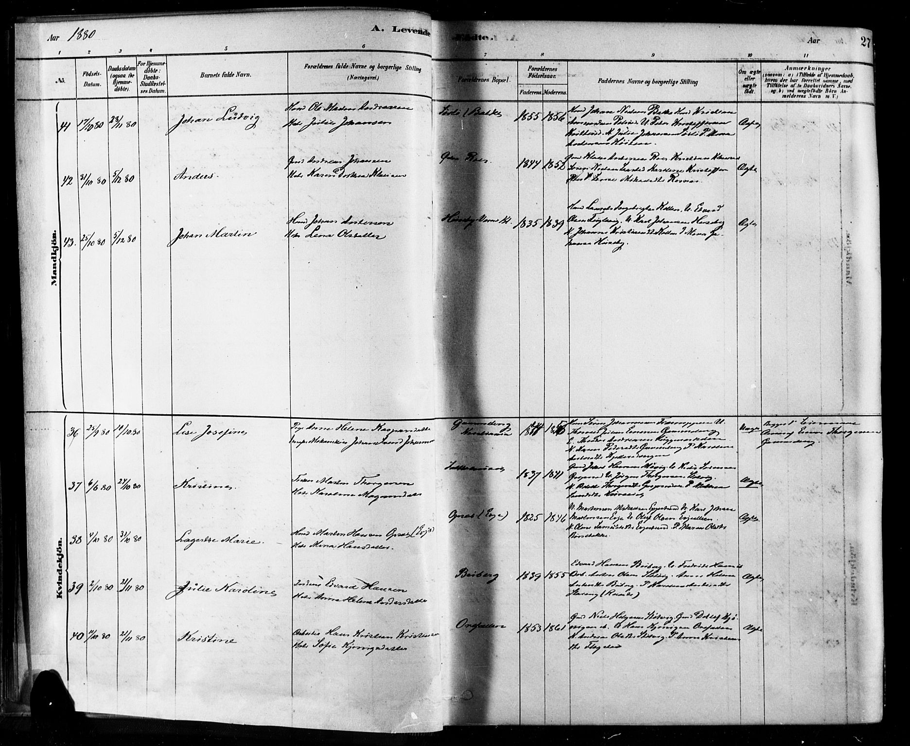 Rygge prestekontor Kirkebøker, AV/SAO-A-10084b/F/Fa/L0007: Parish register (official) no. 7, 1878-1904, p. 27