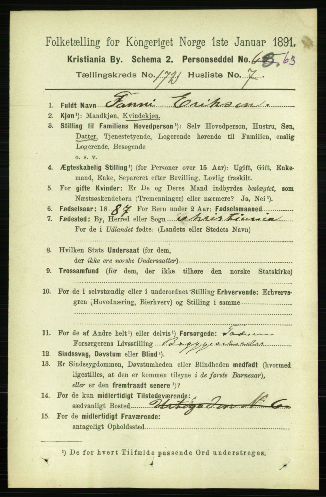 RA, 1891 census for 0301 Kristiania, 1891, p. 102129