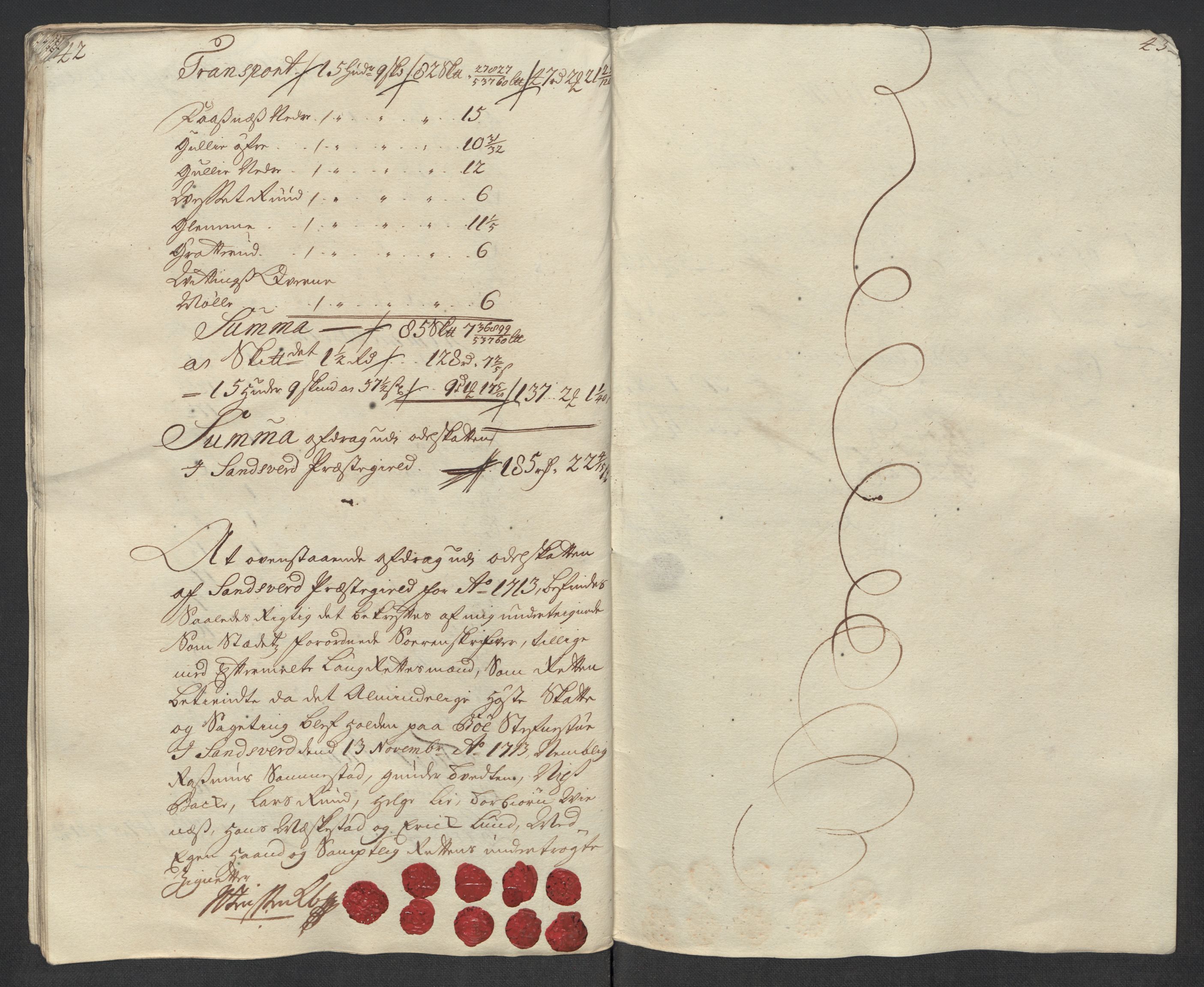 Rentekammeret inntil 1814, Reviderte regnskaper, Fogderegnskap, AV/RA-EA-4092/R24/L1588: Fogderegnskap Numedal og Sandsvær, 1713, p. 363