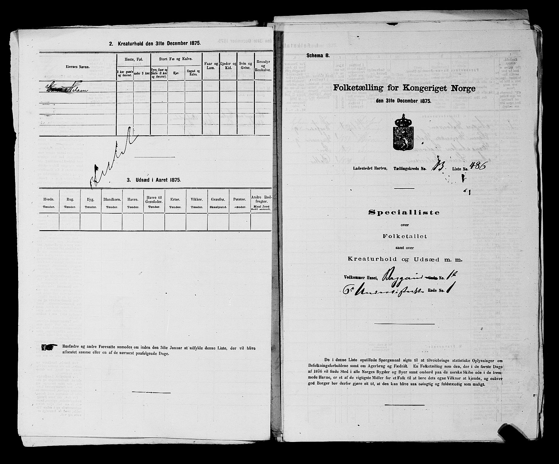 SAKO, 1875 census for 0703P Horten, 1875, p. 1090