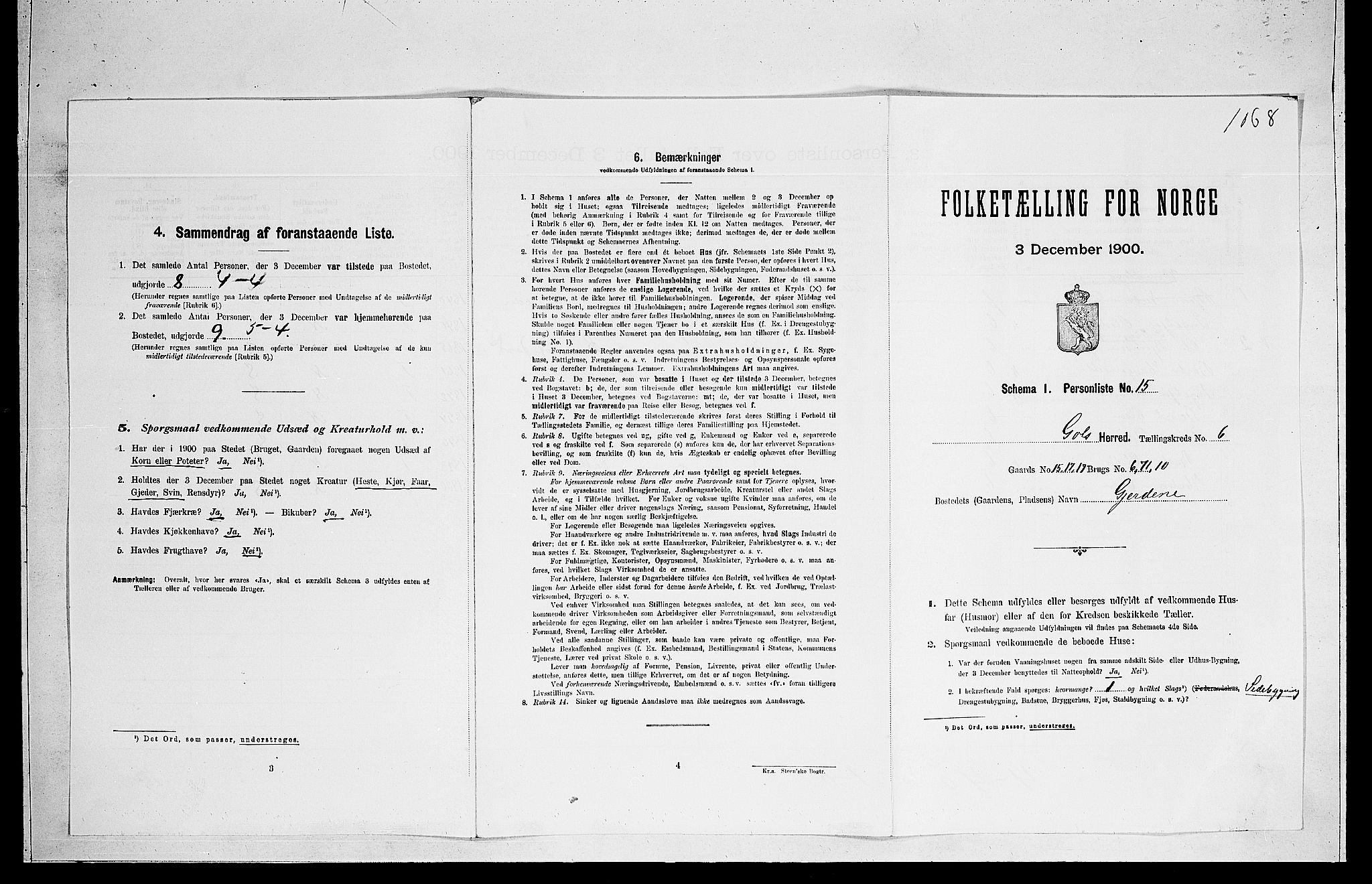 RA, 1900 census for Gol, 1900, p. 440