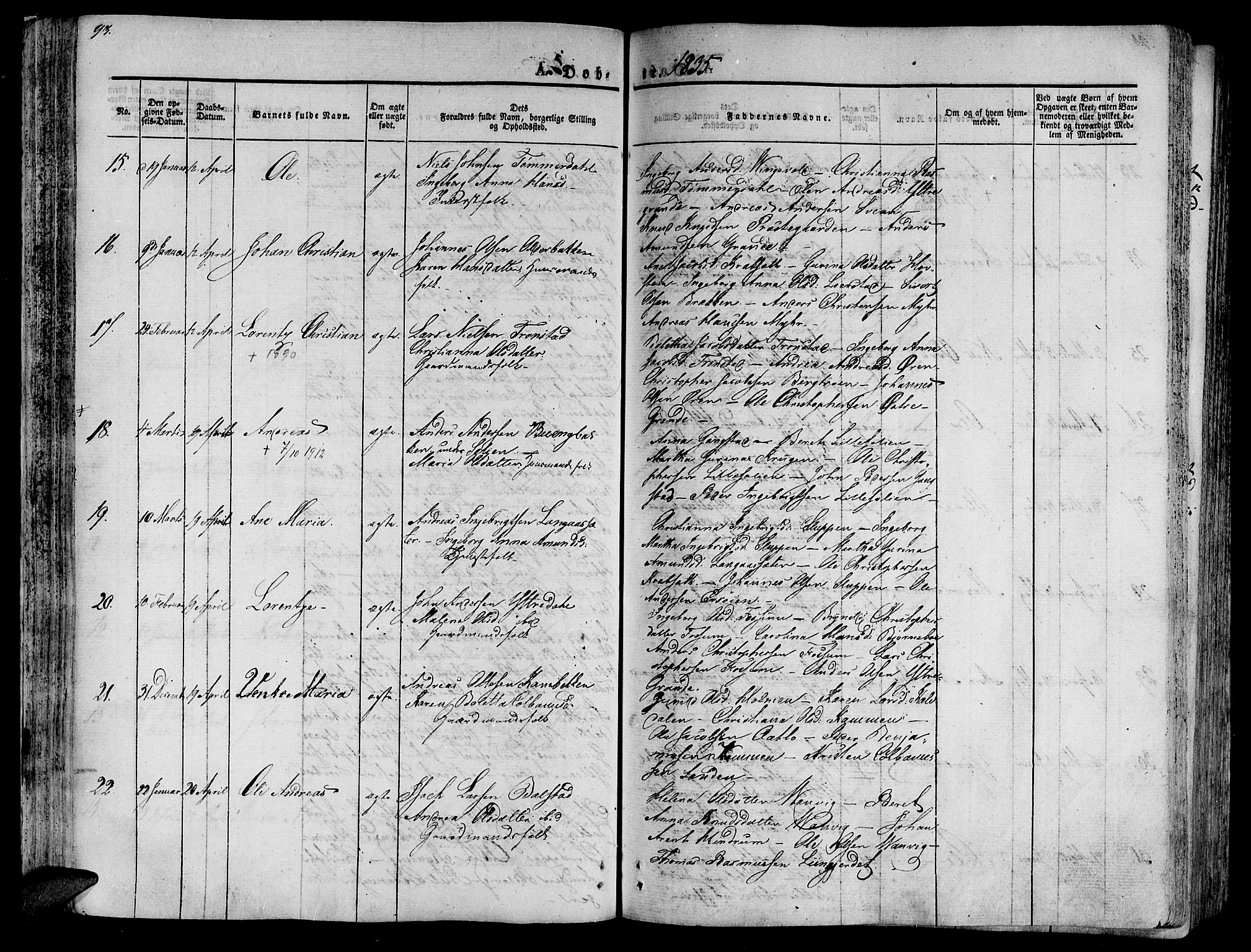 Ministerialprotokoller, klokkerbøker og fødselsregistre - Nord-Trøndelag, SAT/A-1458/701/L0006: Parish register (official) no. 701A06, 1825-1841, p. 93