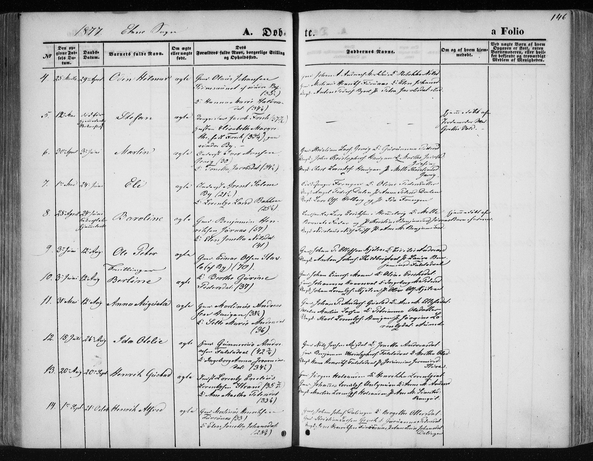Ministerialprotokoller, klokkerbøker og fødselsregistre - Nord-Trøndelag, SAT/A-1458/717/L0158: Parish register (official) no. 717A08 /2, 1863-1877, p. 146