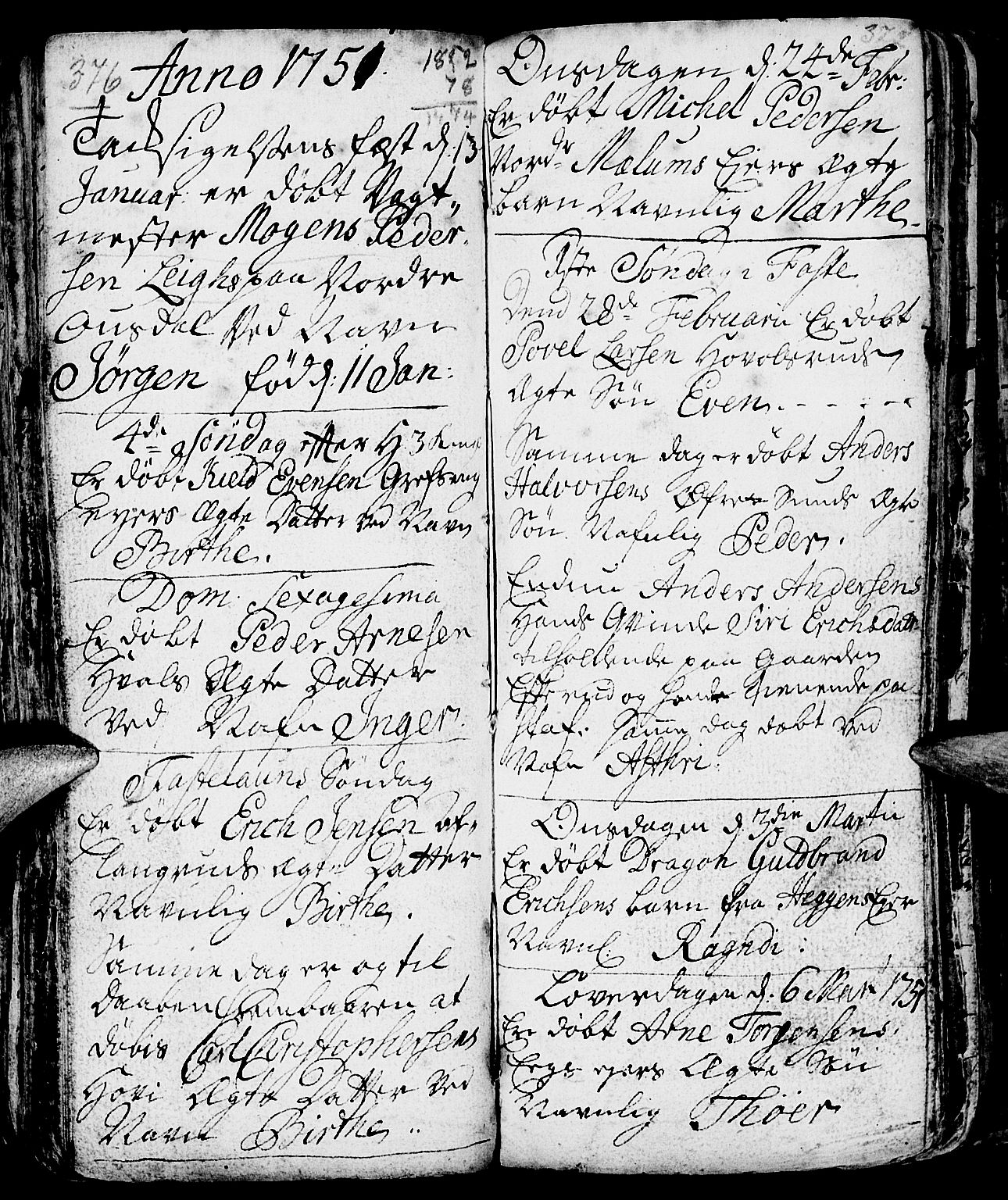 Nes prestekontor, Hedmark, SAH/PREST-020/L/La/L0001: Parish register (copy) no. 1, 1663-1784, p. 376-377