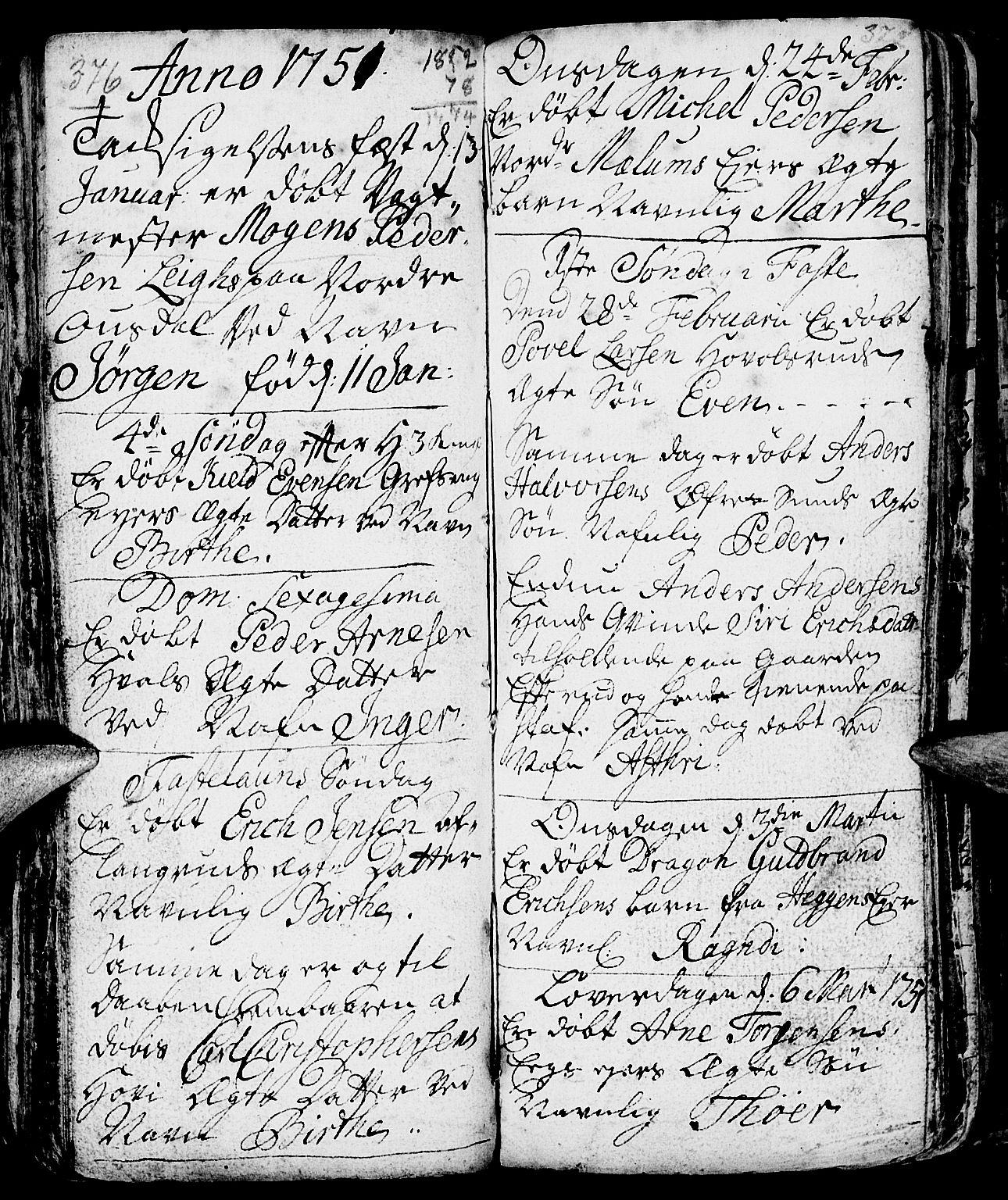 Nes prestekontor, Hedmark, AV/SAH-PREST-020/L/La/L0001: Parish register (copy) no. 1, 1663-1784, p. 376-377