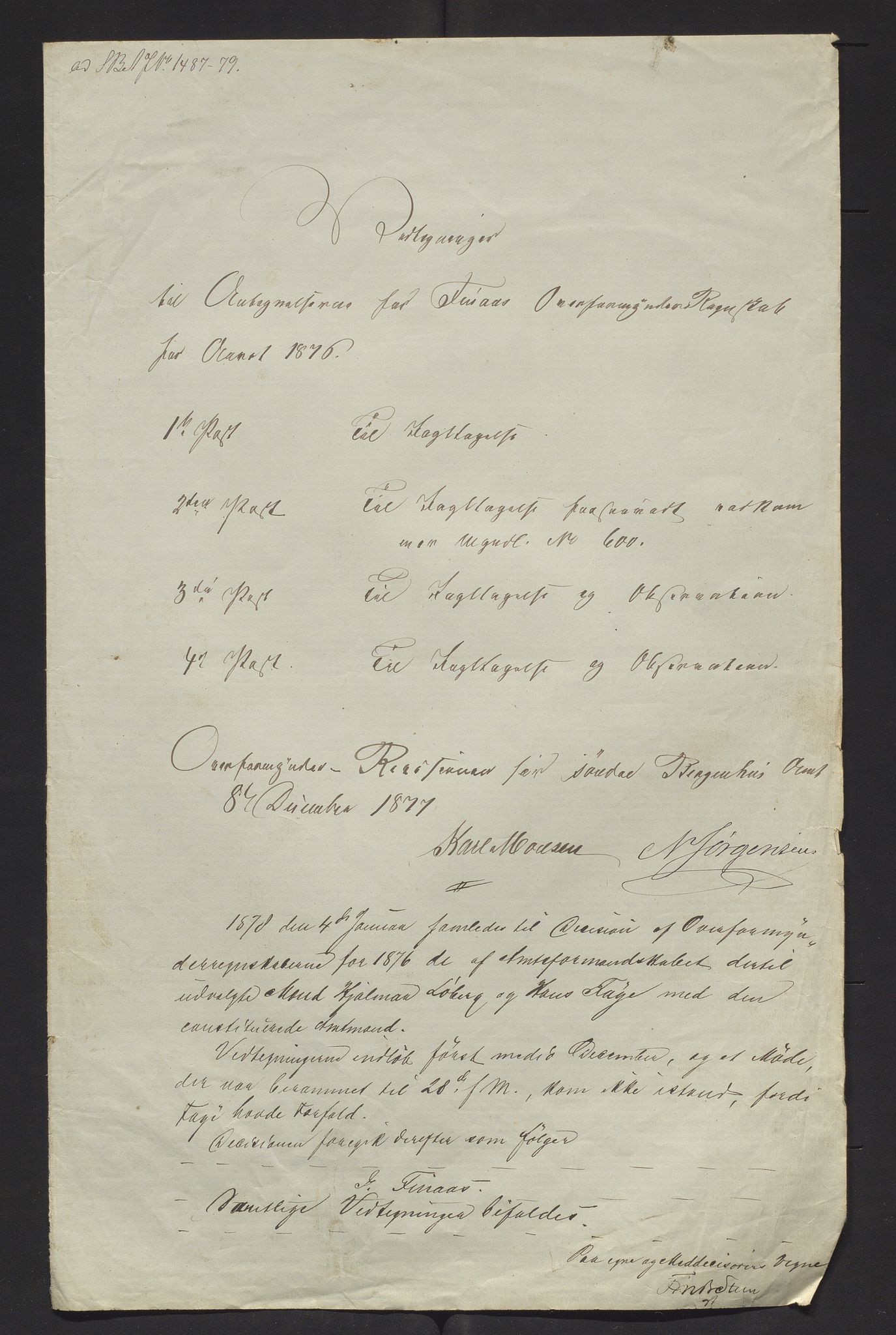 Finnaas kommune. Overformynderiet, IKAH/1218a-812/R/Ra/Raa/L0003/0004: Årlege rekneskap m/vedlegg / Årlege rekneskap m/vedlegg, 1876