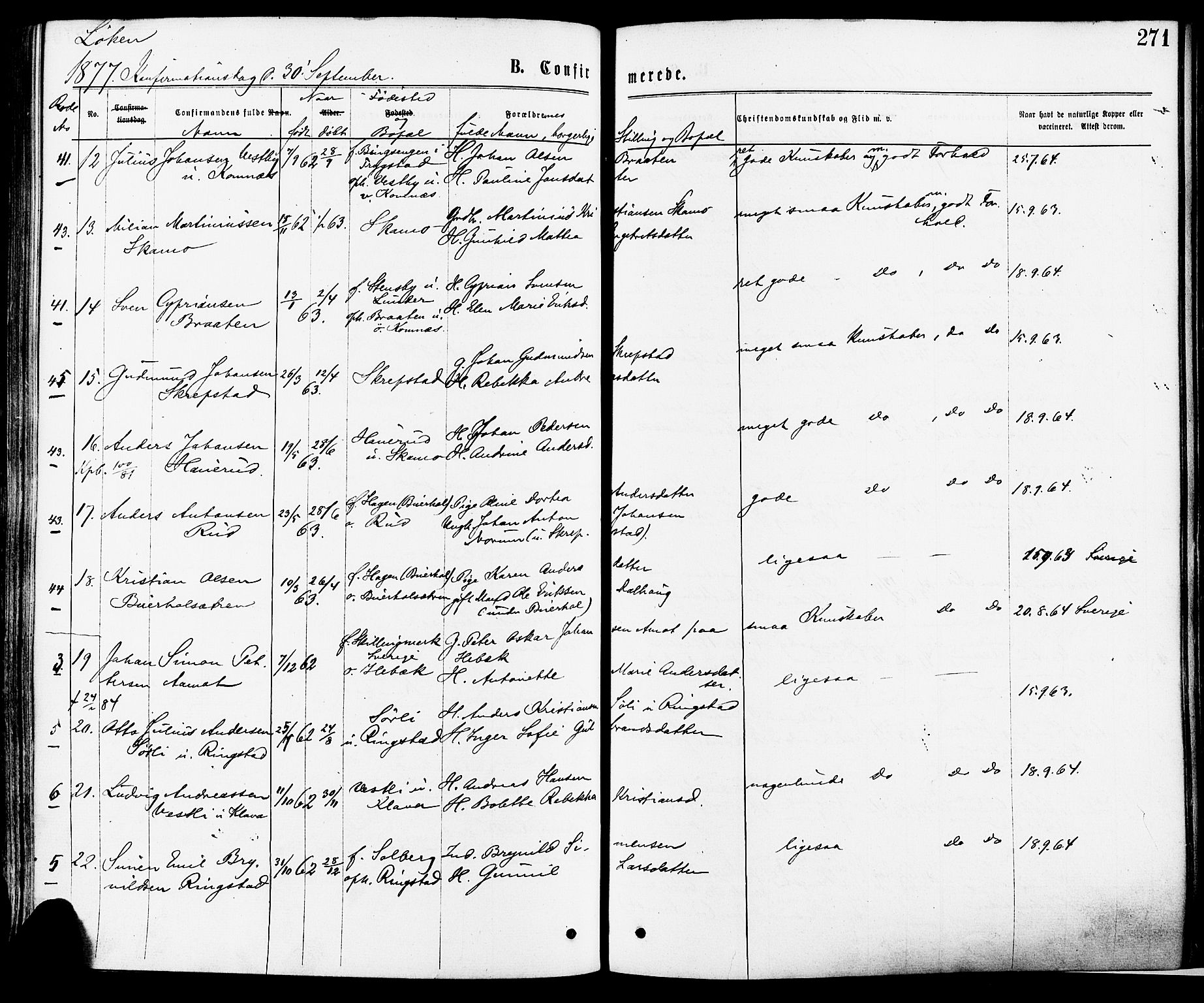 Høland prestekontor Kirkebøker, AV/SAO-A-10346a/F/Fa/L0012.a: Parish register (official) no. I 12A, 1869-1879, p. 271