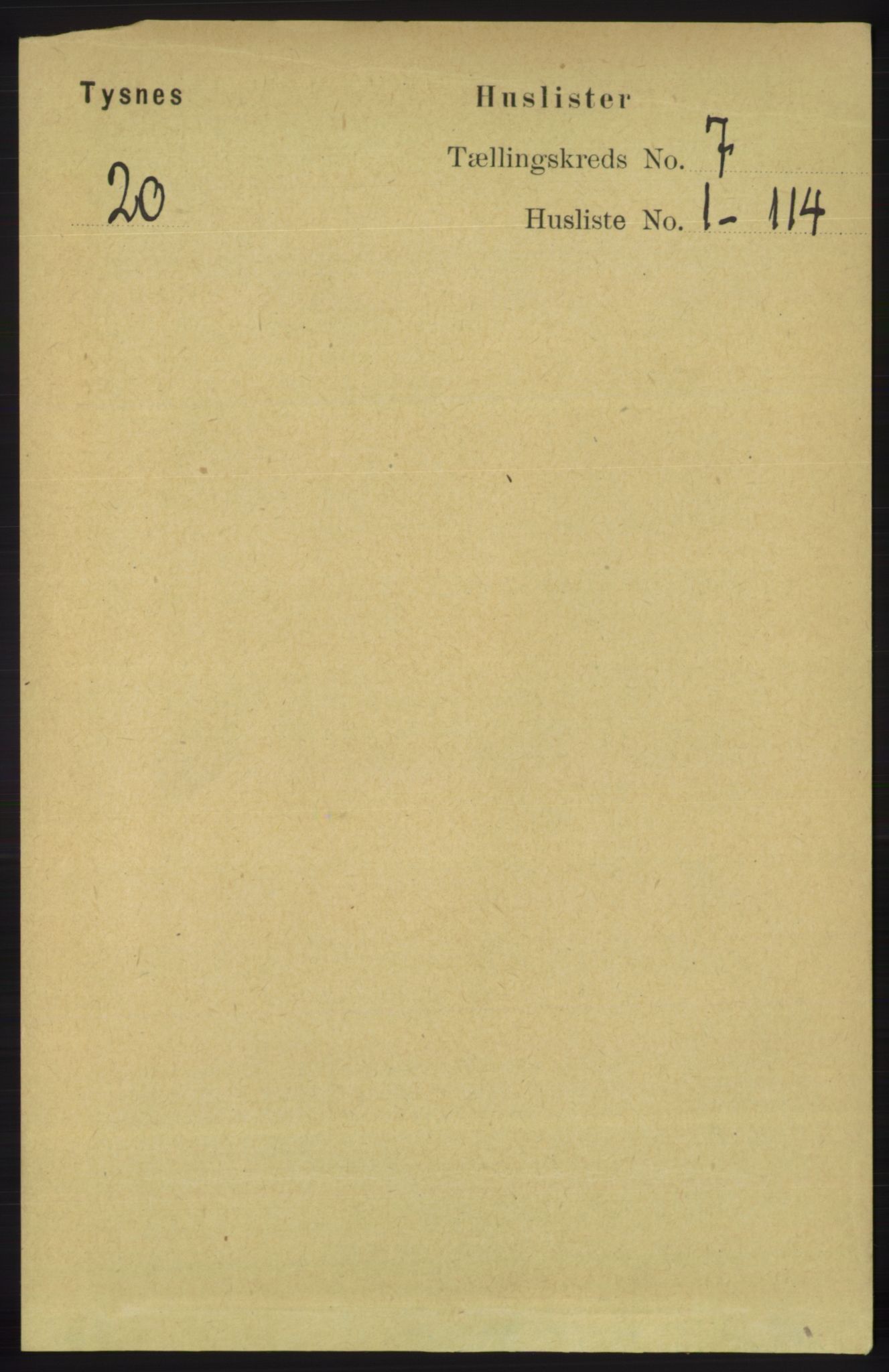 RA, 1891 census for 1223 Tysnes, 1891, p. 2760