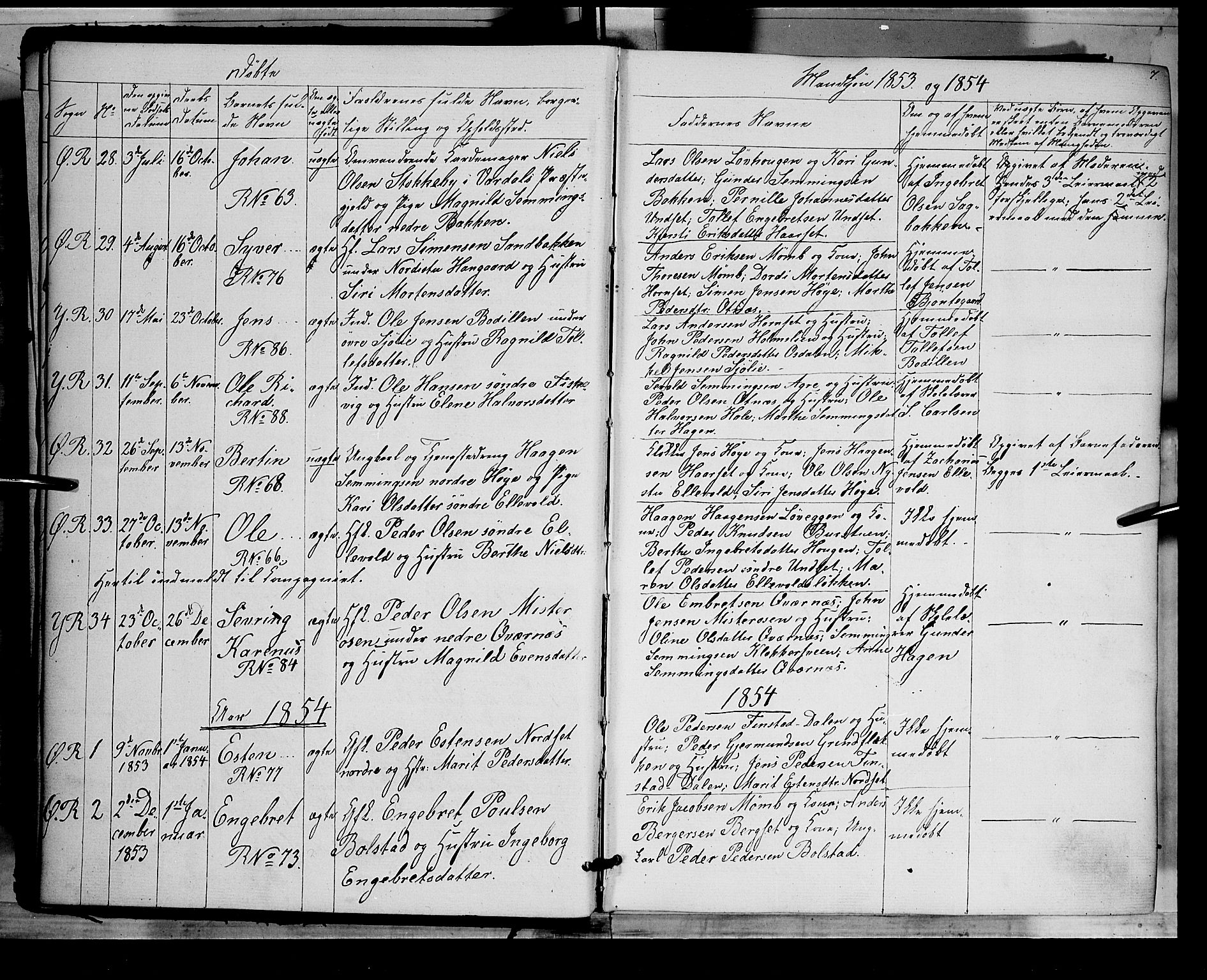 Rendalen prestekontor, SAH/PREST-054/H/Ha/Haa/L0005: Parish register (official) no. 5, 1853-1866, p. 7