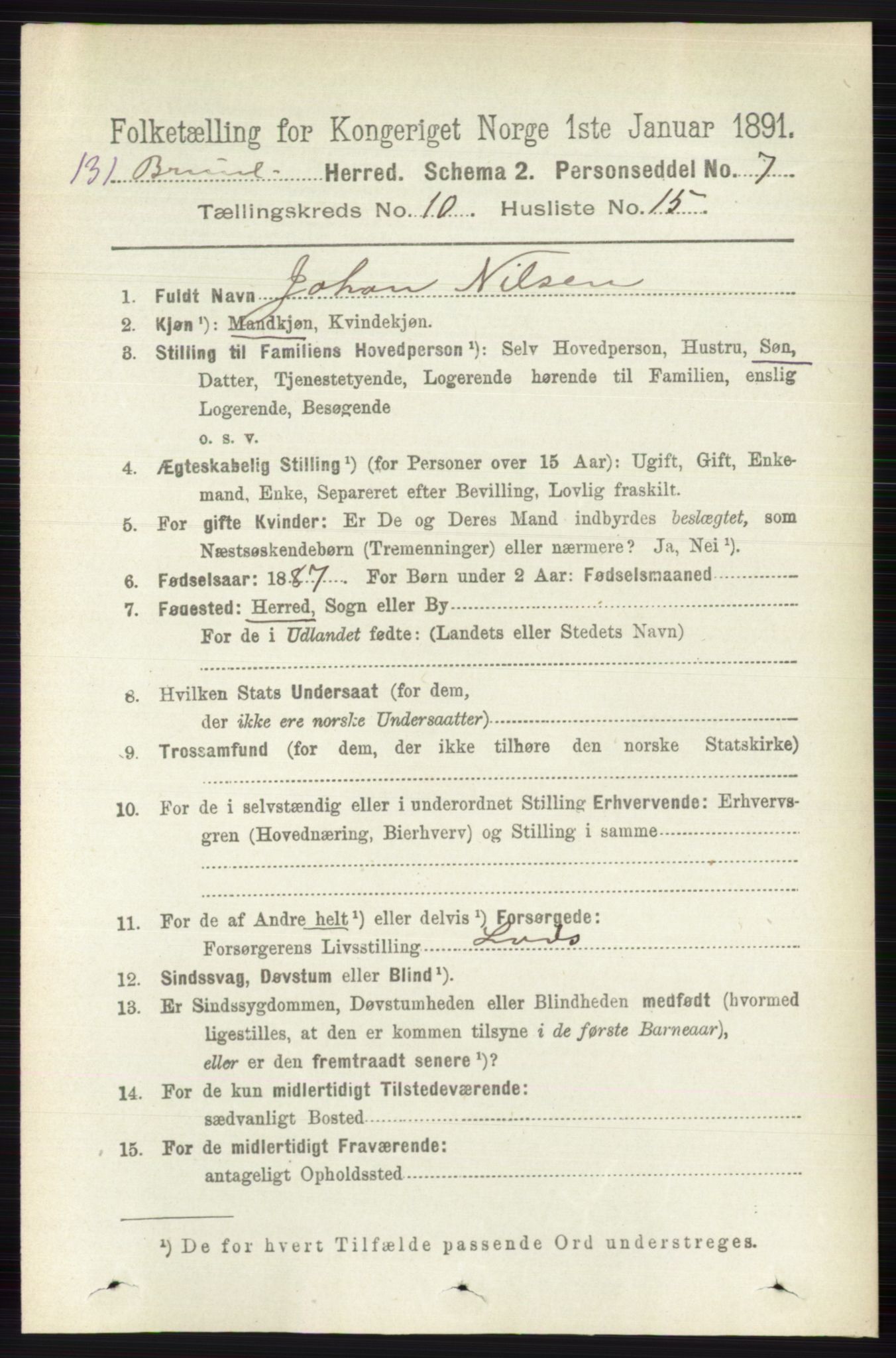 RA, 1891 census for 0726 Brunlanes, 1891, p. 4873