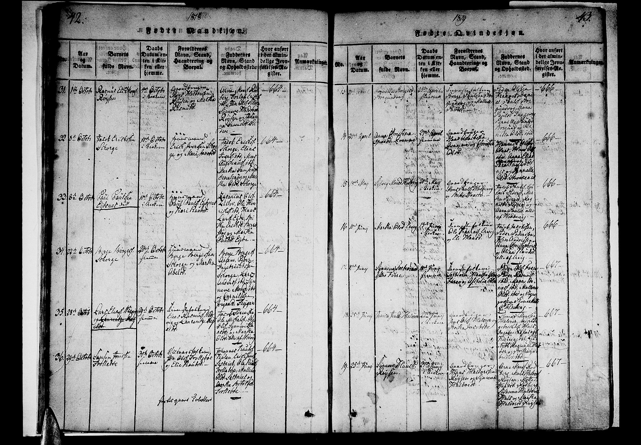 Selje sokneprestembete, AV/SAB-A-99938/H/Ha/Haa/Haaa: Parish register (official) no. A 8, 1816-1828, p. 42-43